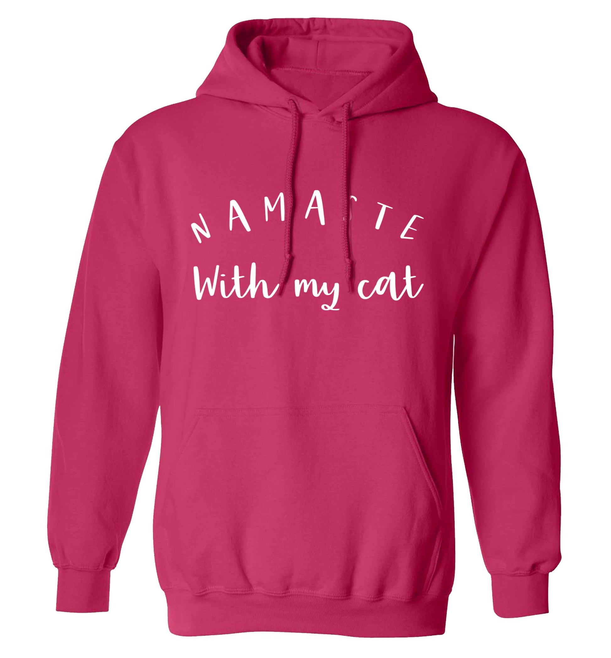 Namaste with my cat adults unisex pink hoodie 2XL