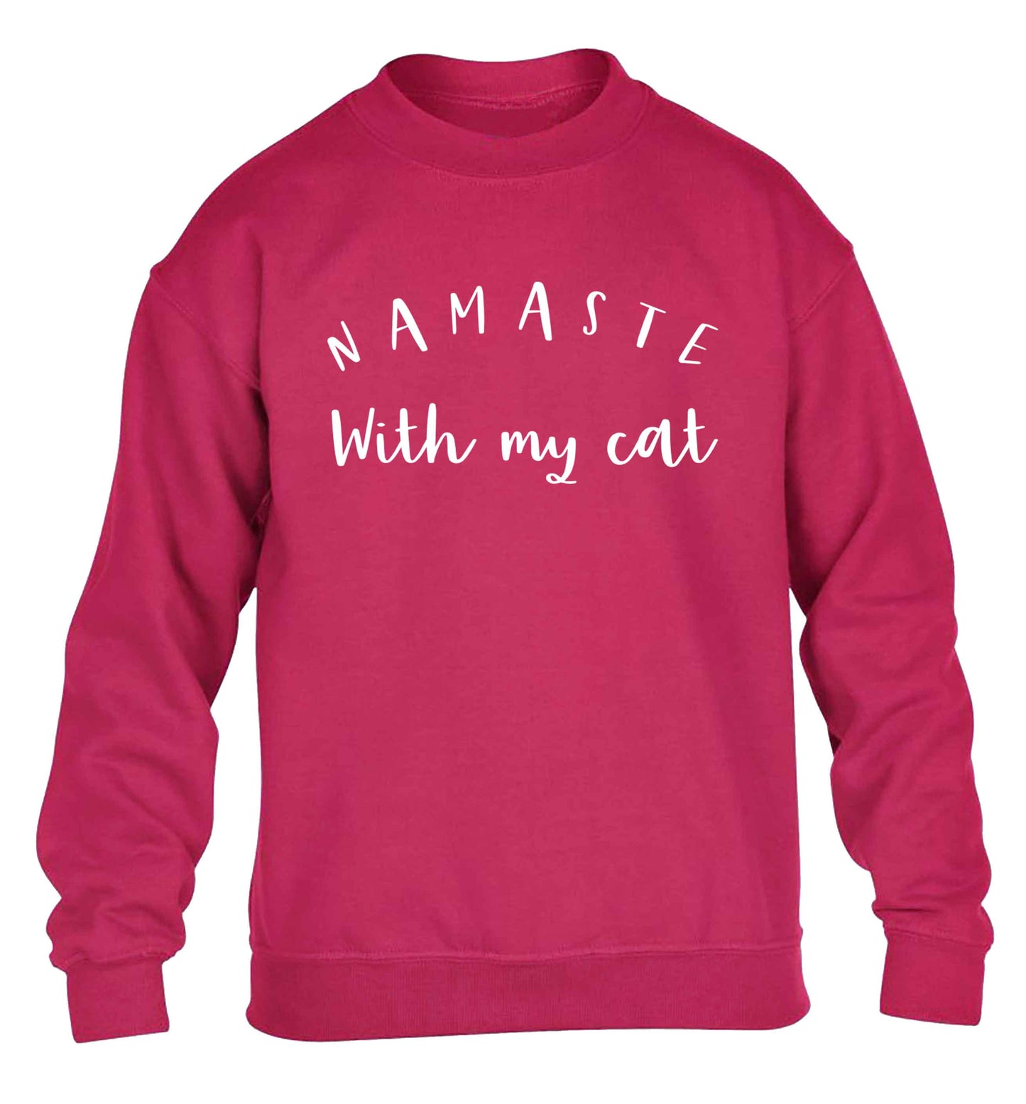 Namaste with my cat children's pink sweater 12-13 Years