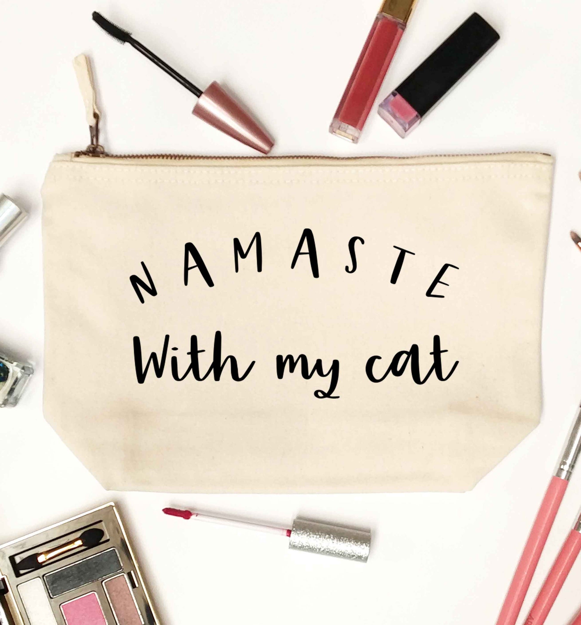 Namaste with my cat natural makeup bag