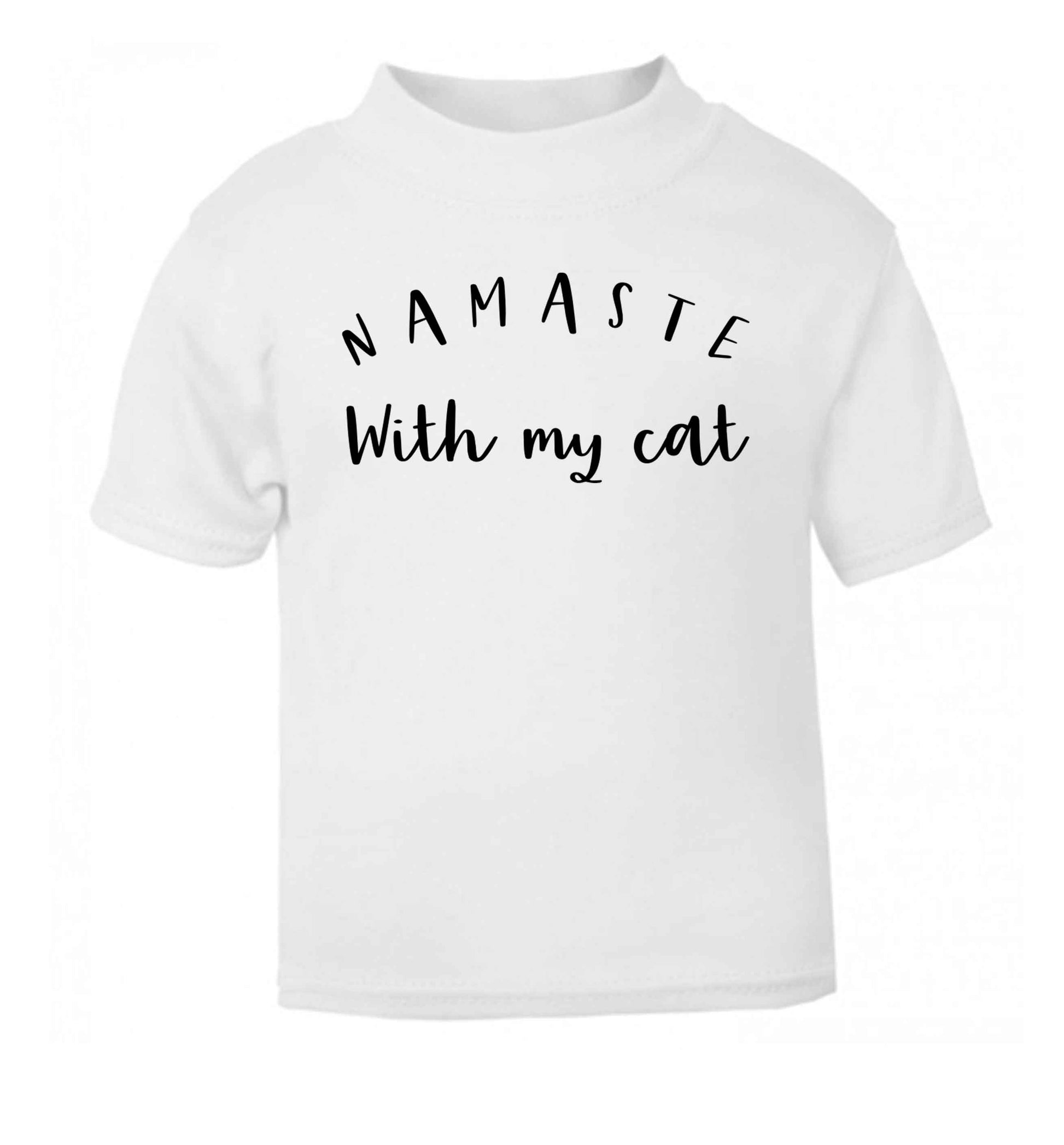 Namaste with my cat white Baby Toddler Tshirt 2 Years