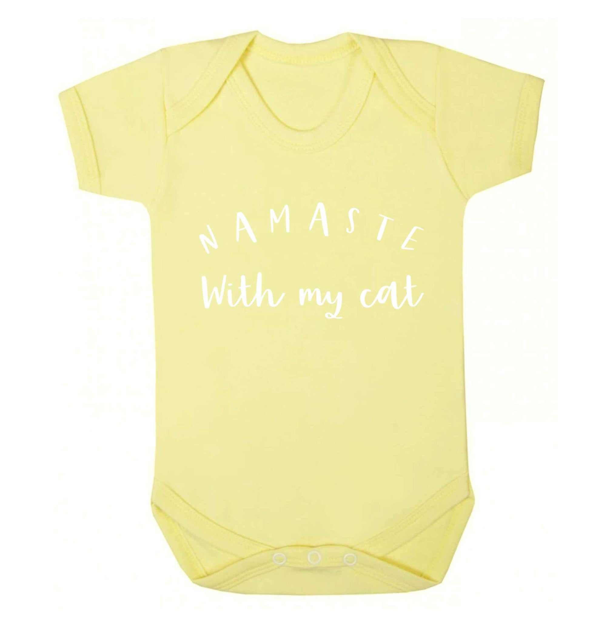 Namaste with my cat Baby Vest pale yellow 18-24 months