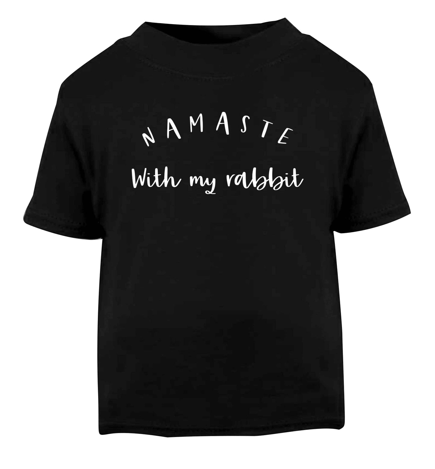 Namaste with my rabbit Black Baby Toddler Tshirt 2 years