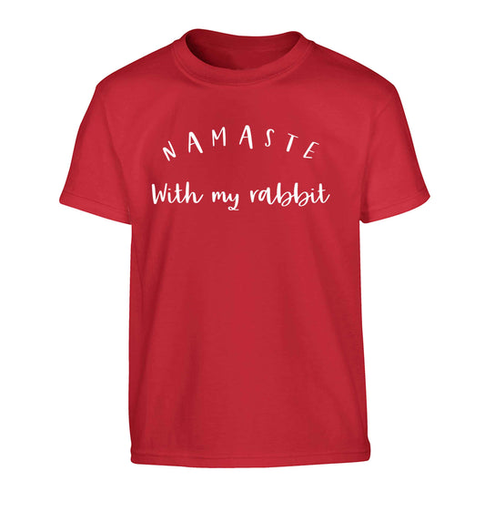 Namaste with my rabbit Children's red Tshirt 12-13 Years