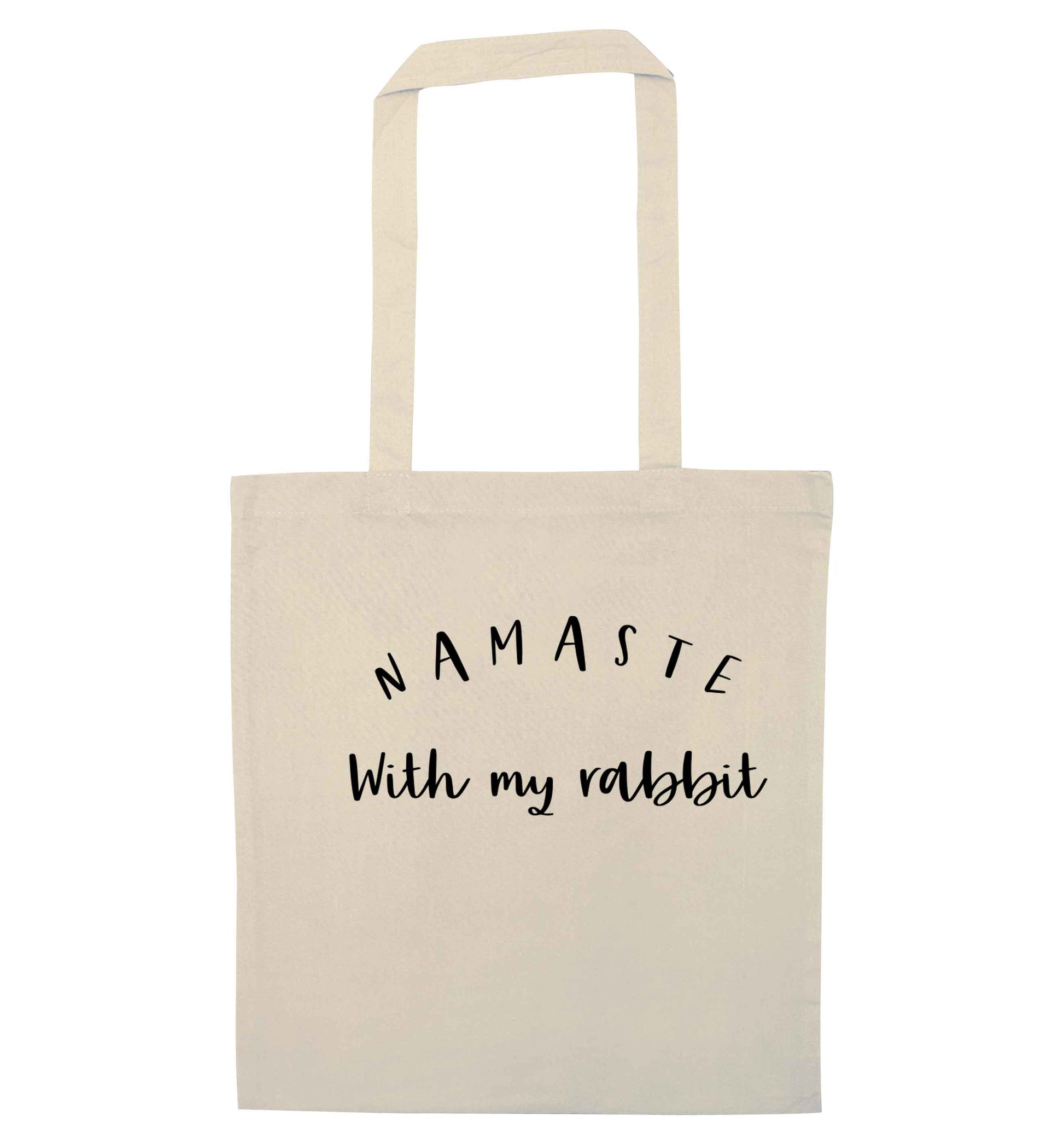Namaste with my rabbit natural tote bag