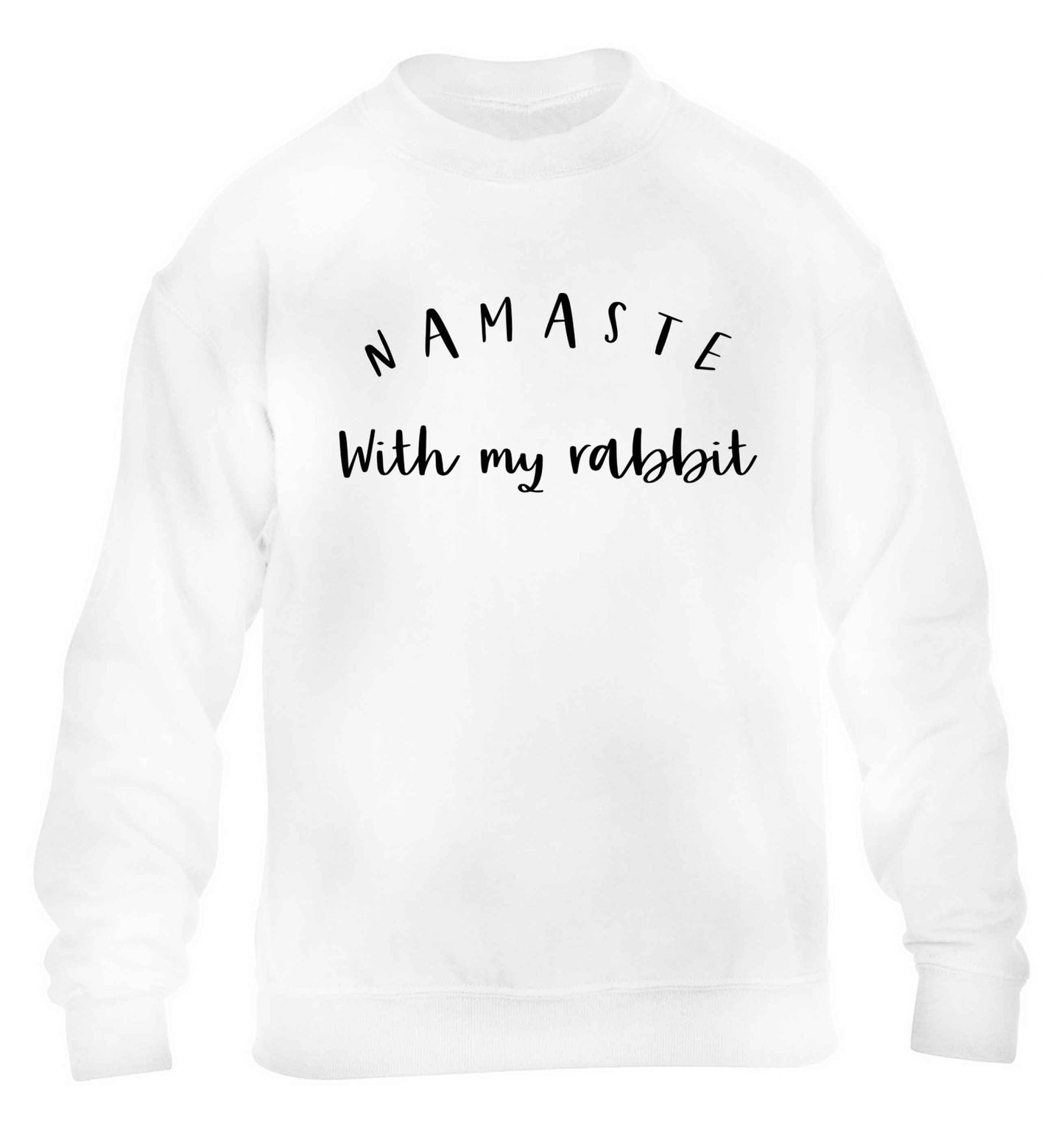 Namaste with my rabbit children's white sweater 12-13 Years