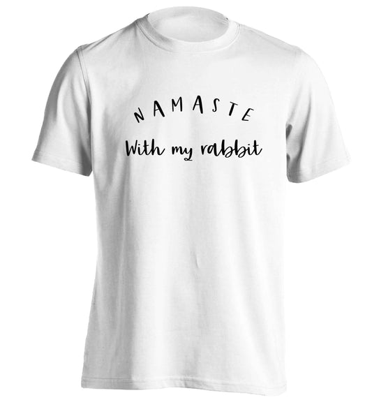 Namaste with my rabbit adults unisex white Tshirt 2XL