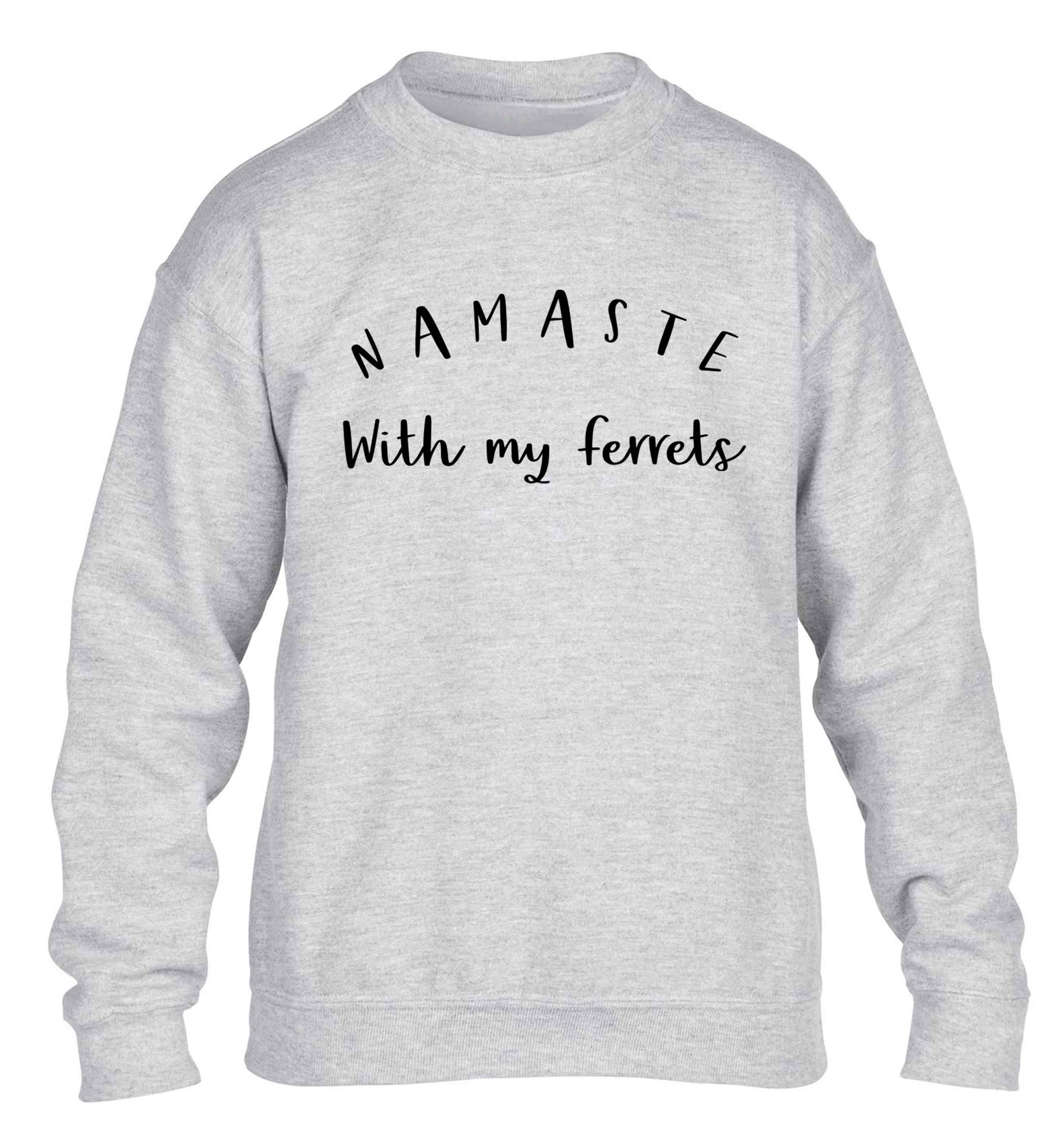 Namaste with my ferrets children's grey sweater 12-13 Years