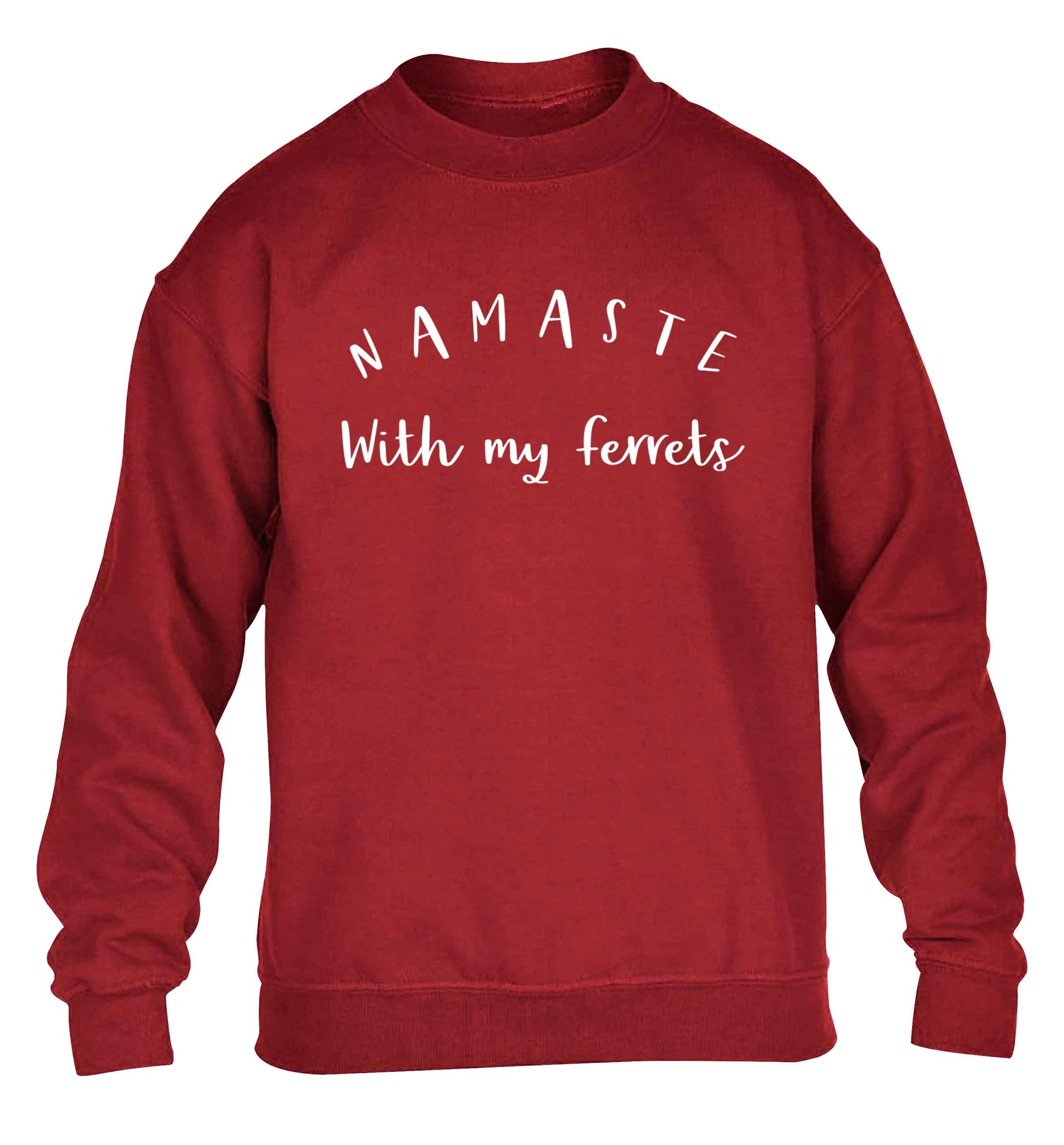 Namaste with my ferrets children's grey sweater 12-13 Years