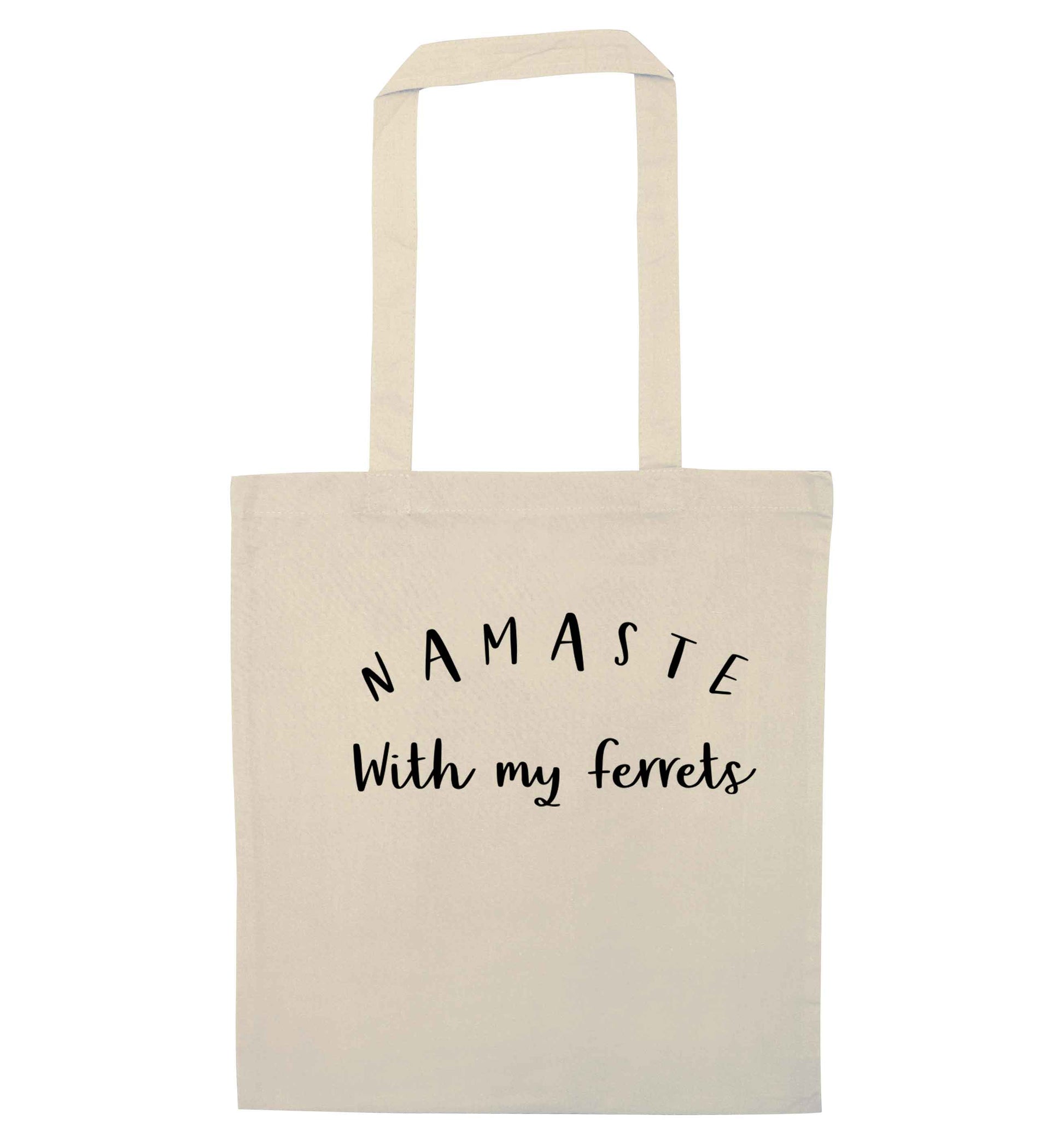 Namaste with my ferrets natural tote bag