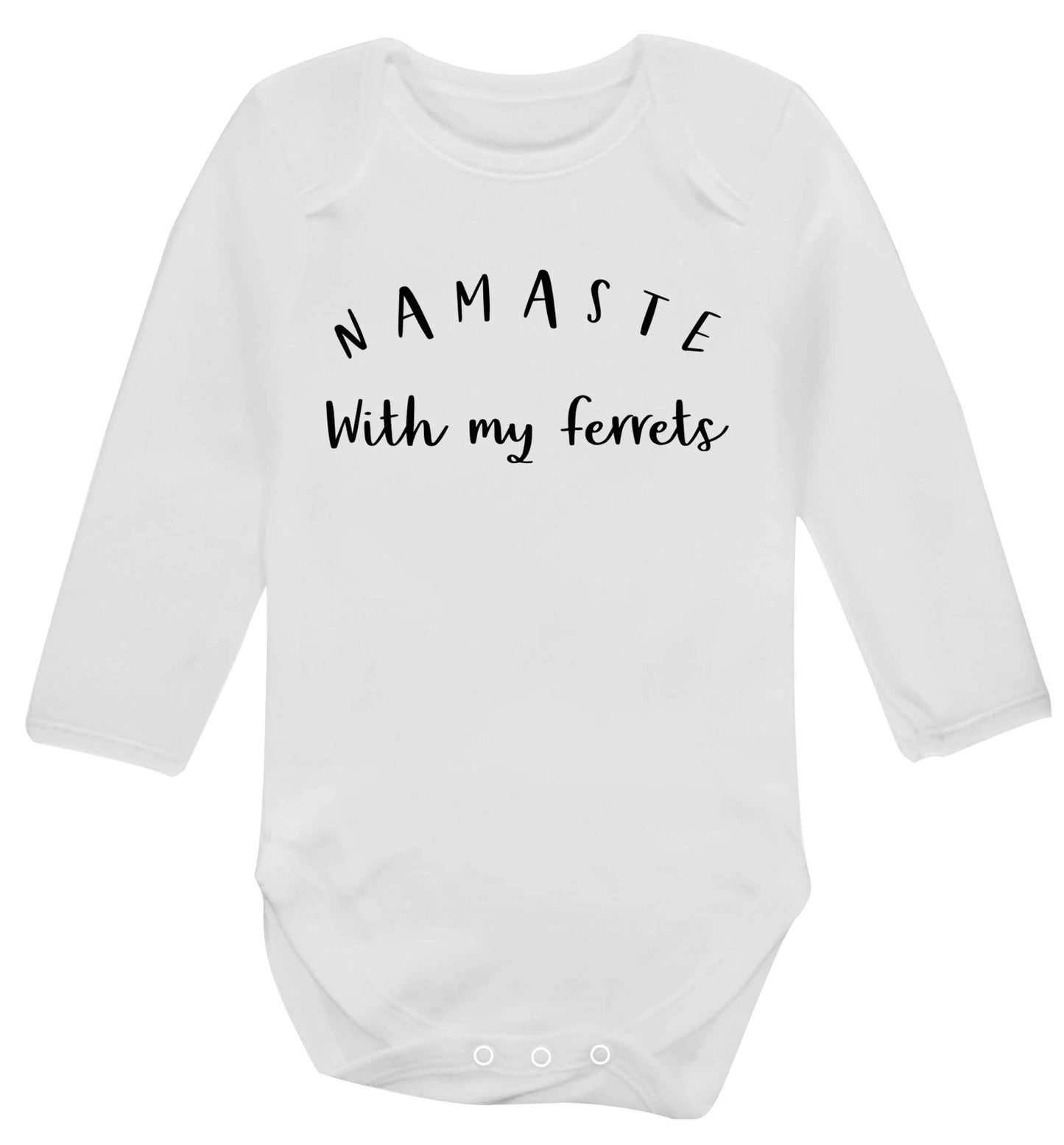 Namaste with my ferrets Baby Vest long sleeved white 6-12 months