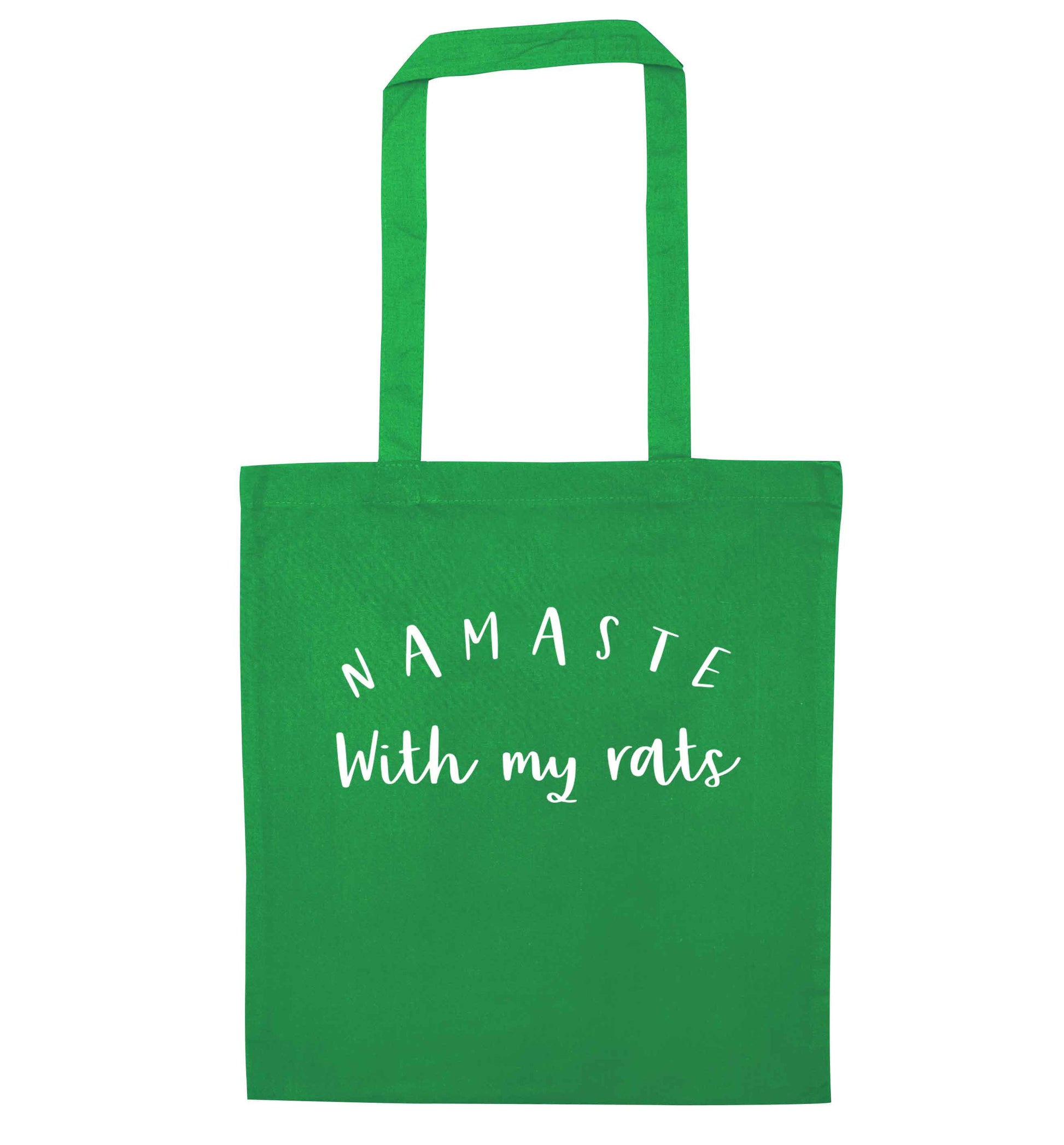 Namaste with my rats green tote bag
