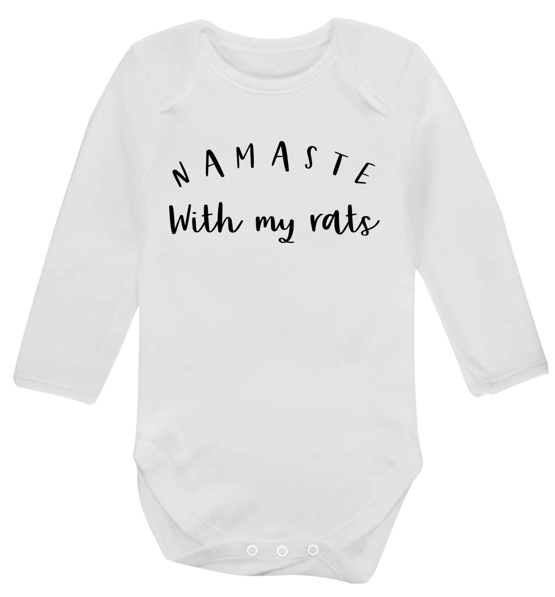 Namaste with my rats Baby Vest long sleeved white 6-12 months