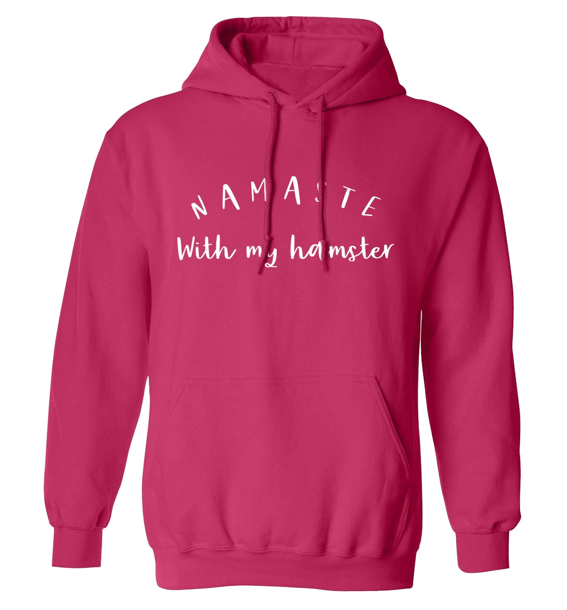 Namaste with my hamster adults unisex pink hoodie 2XL