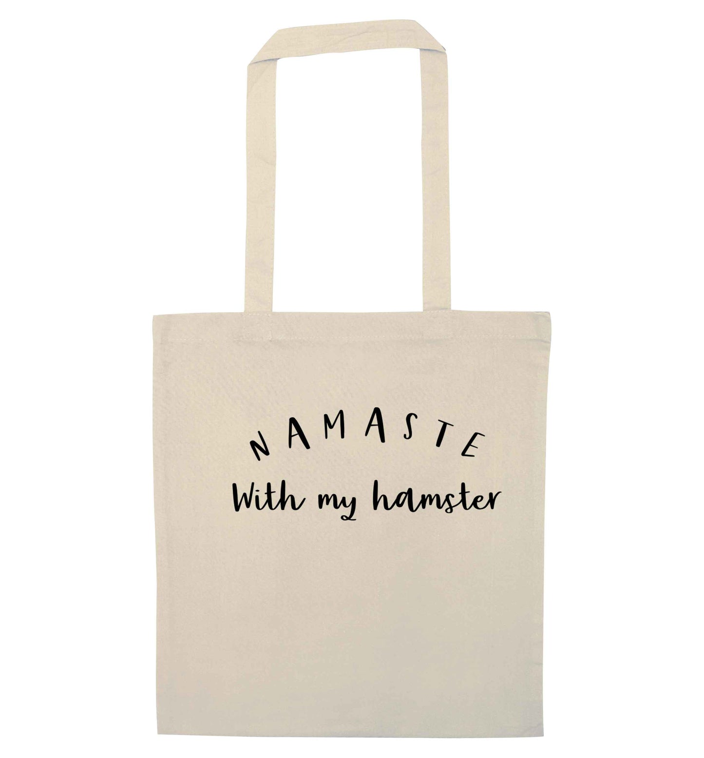 Namaste with my hamster natural tote bag