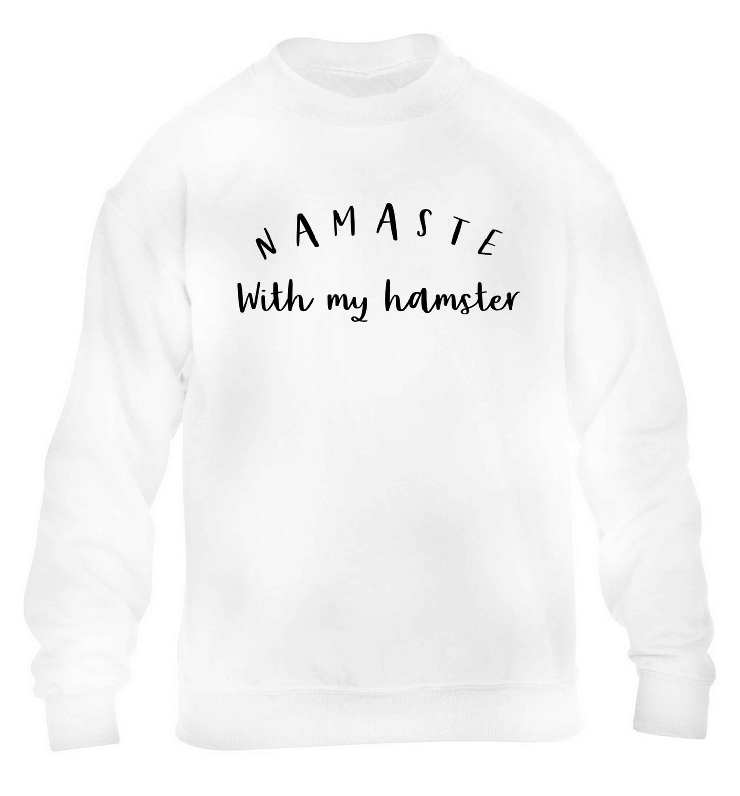 Namaste with my hamster children's white sweater 12-13 Years