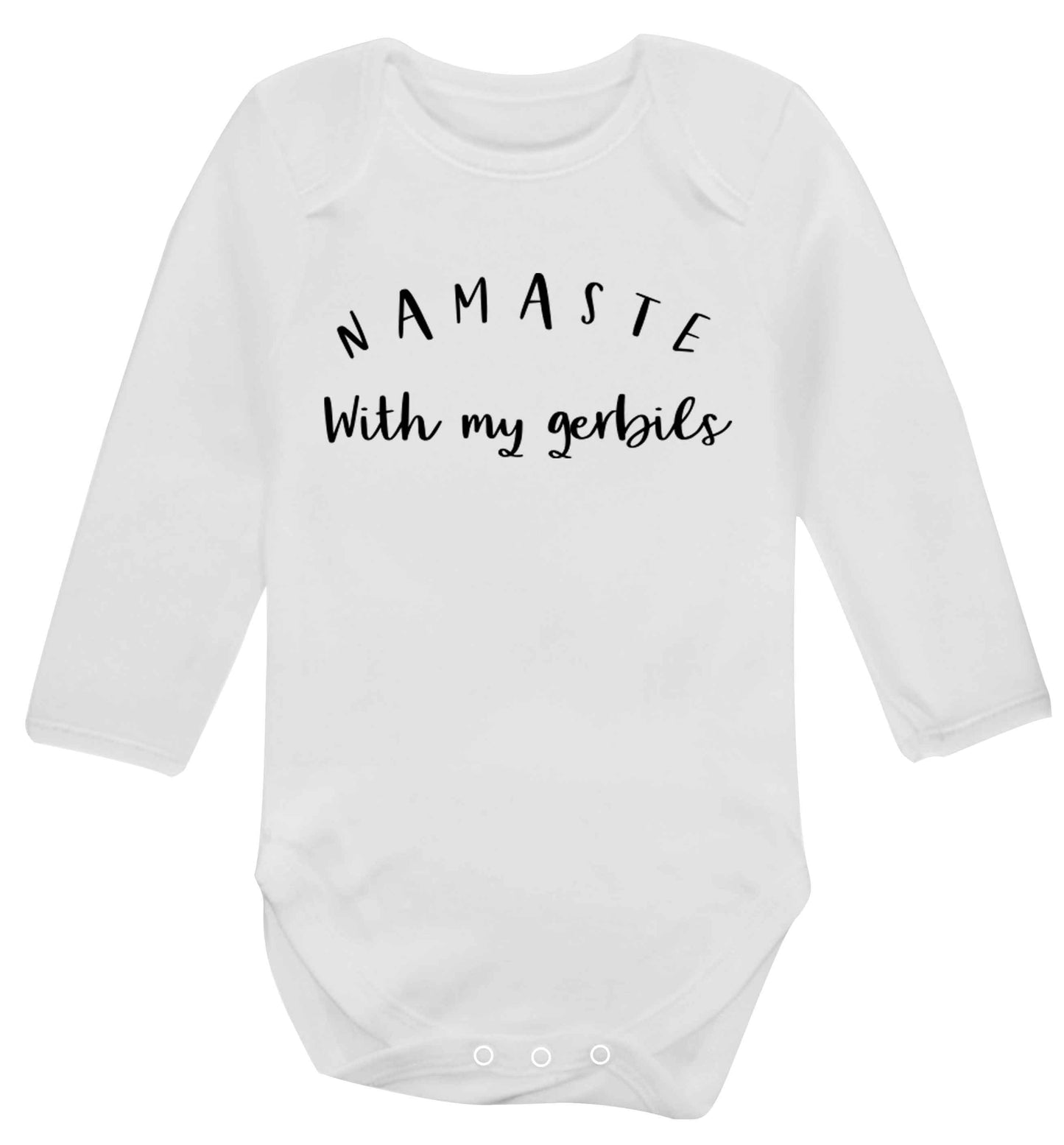 Namaste with my gerbils Baby Vest long sleeved white 6-12 months