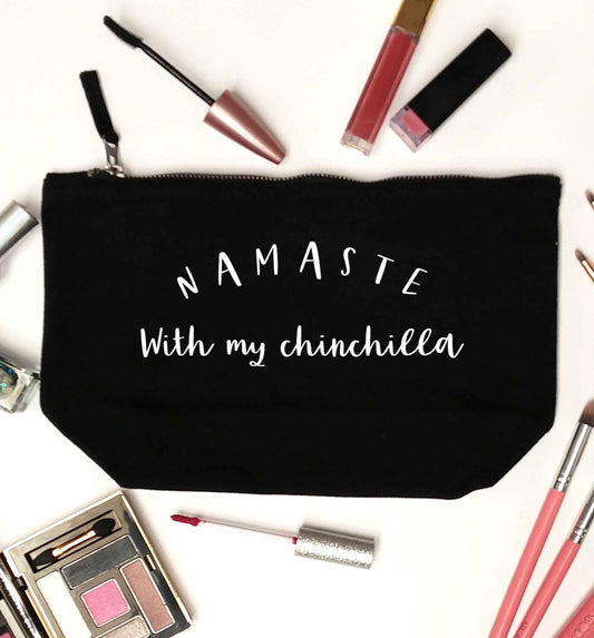Namaste with my chinchilla black makeup bag