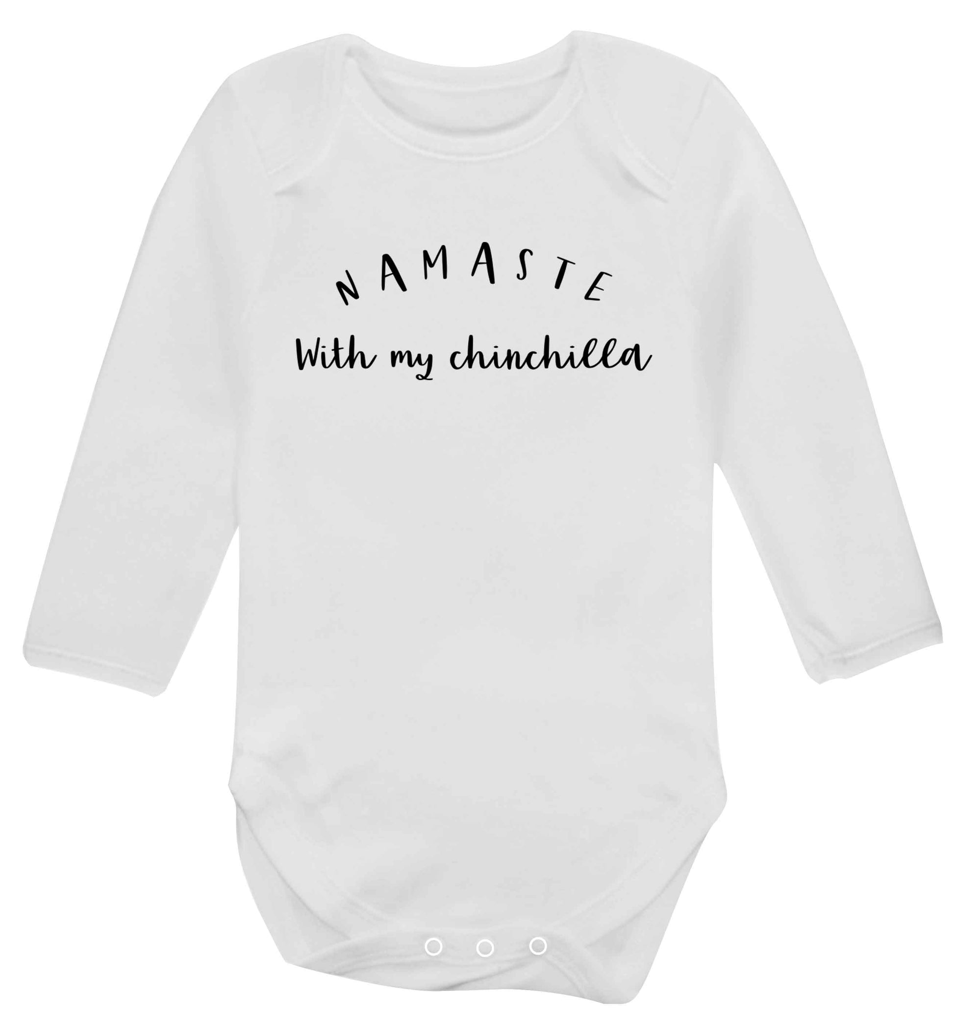 Namaste with my chinchilla Baby Vest long sleeved white 6-12 months
