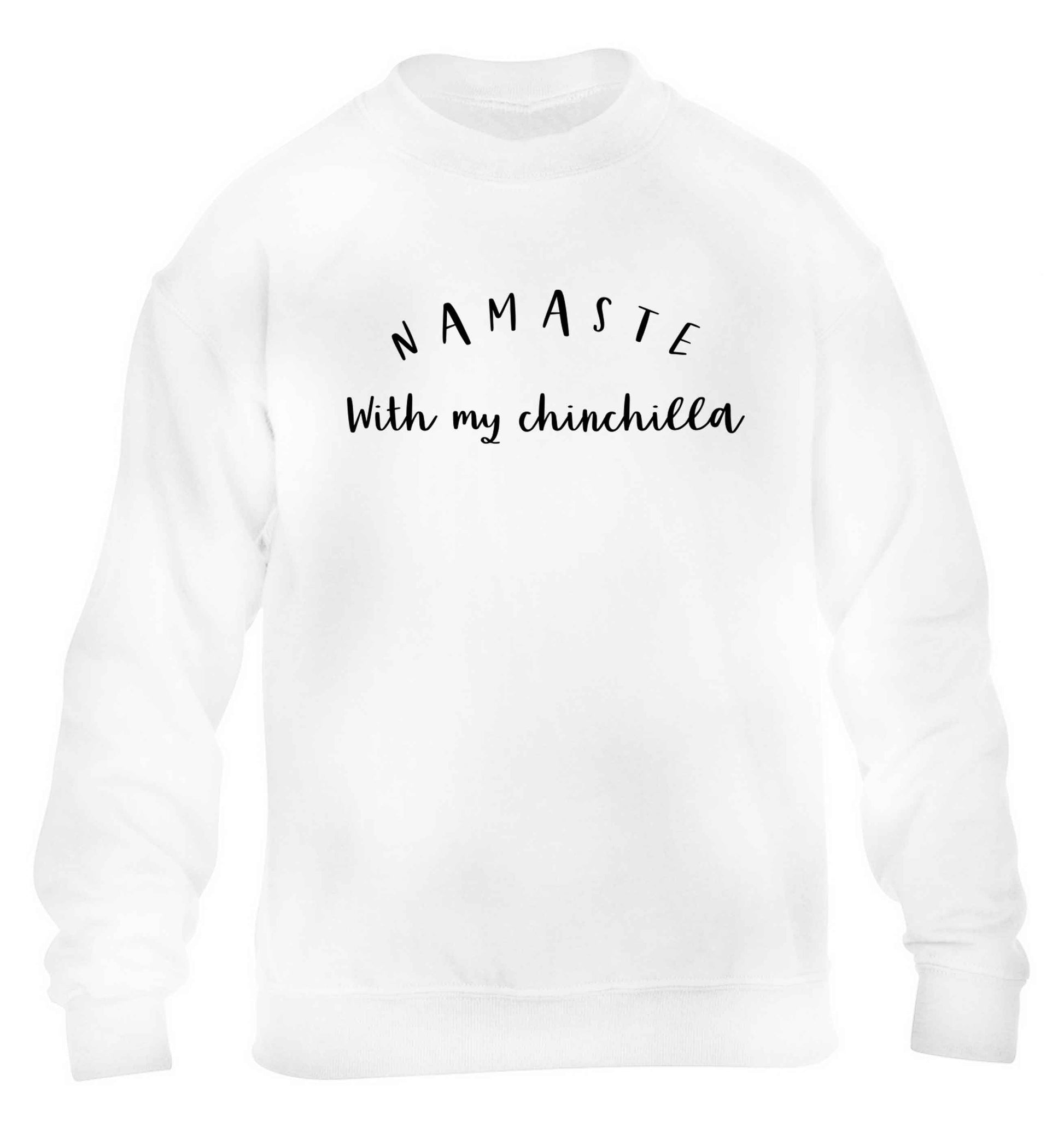 Namaste with my chinchilla children's white sweater 12-13 Years