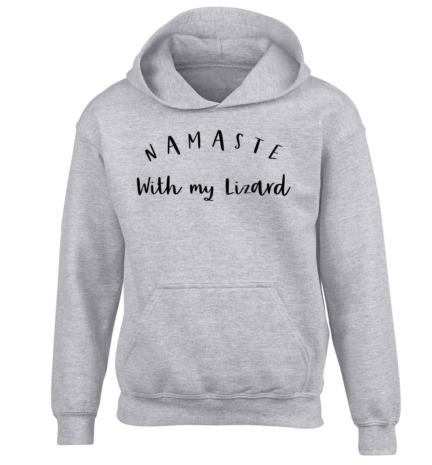 Namaste with my lizard children's grey hoodie 12-13 Years