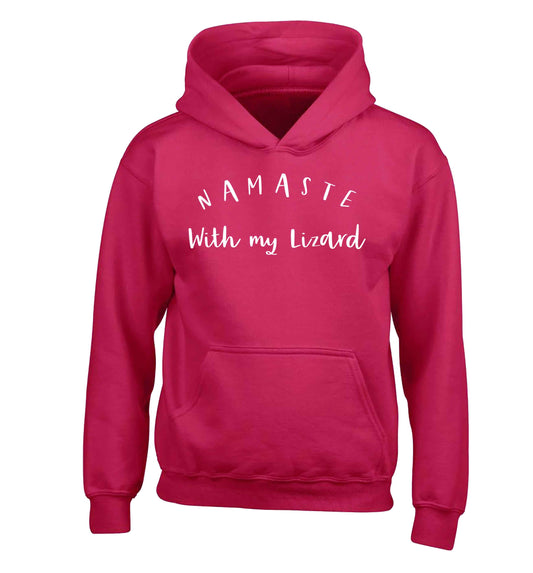 Namaste with my lizard children's pink hoodie 12-13 Years