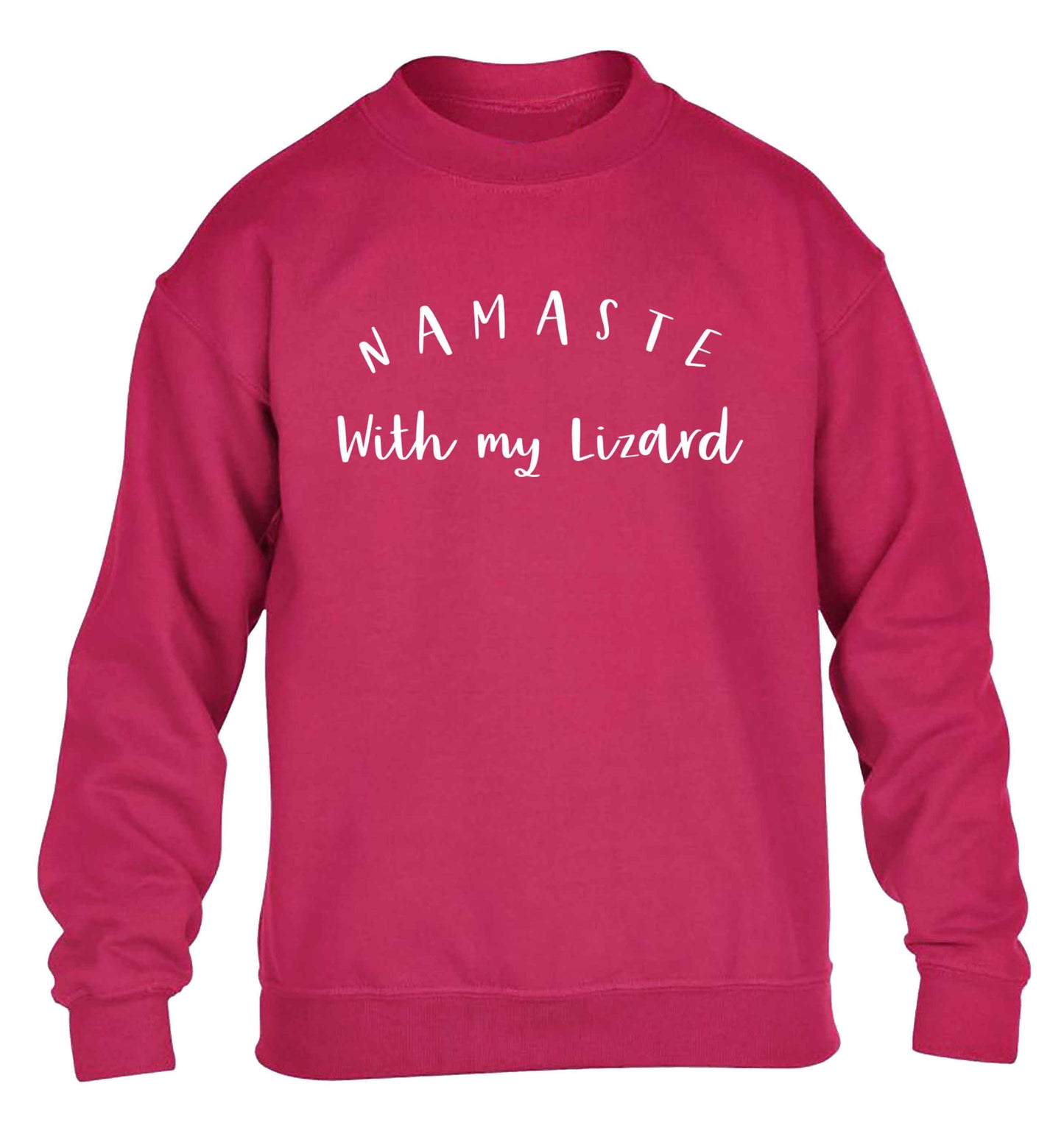 Namaste with my lizard children's pink sweater 12-13 Years