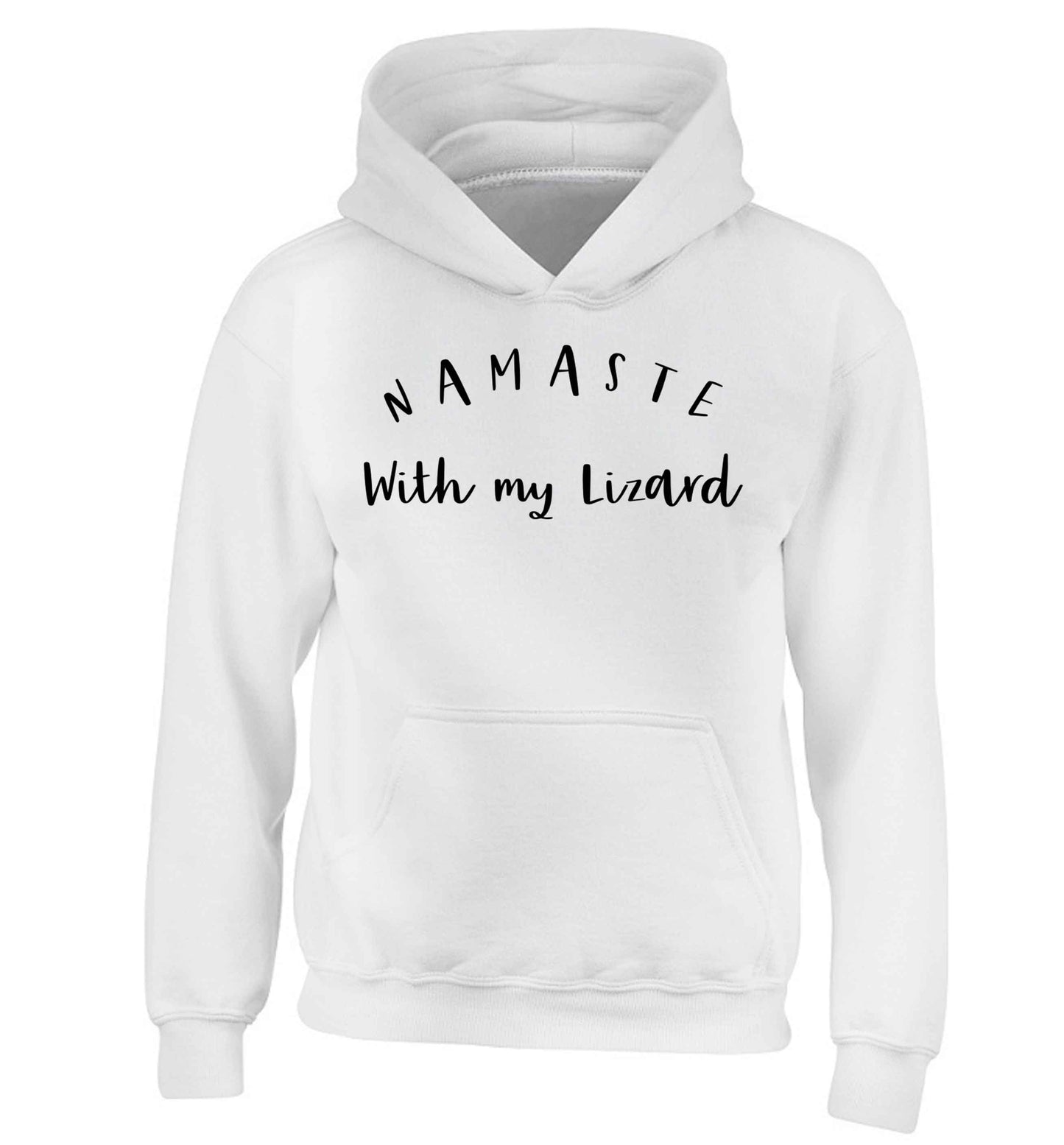 Namaste with my lizard children's white hoodie 12-13 Years