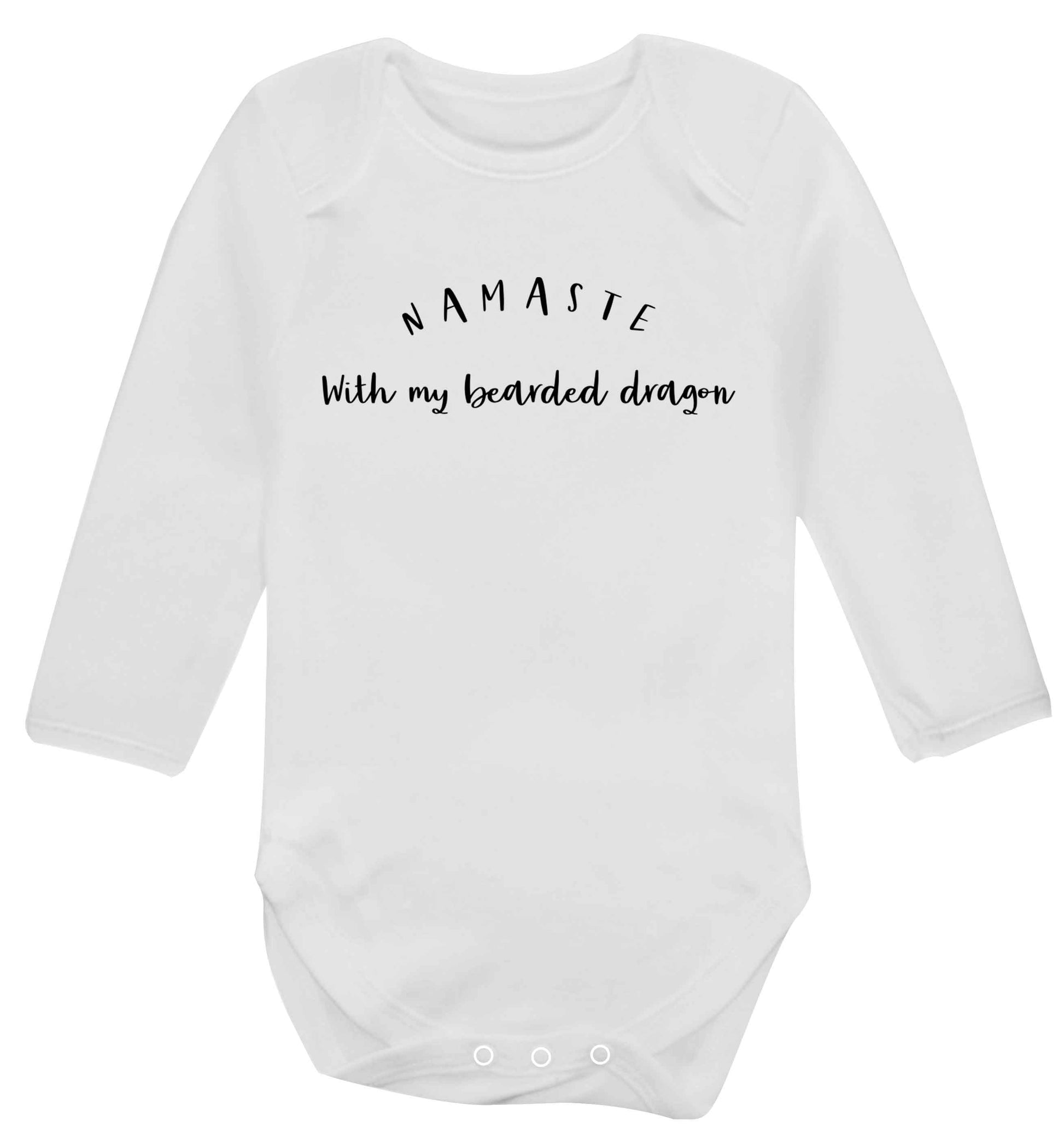 Namaste with my bearded dragon Baby Vest long sleeved white 6-12 months