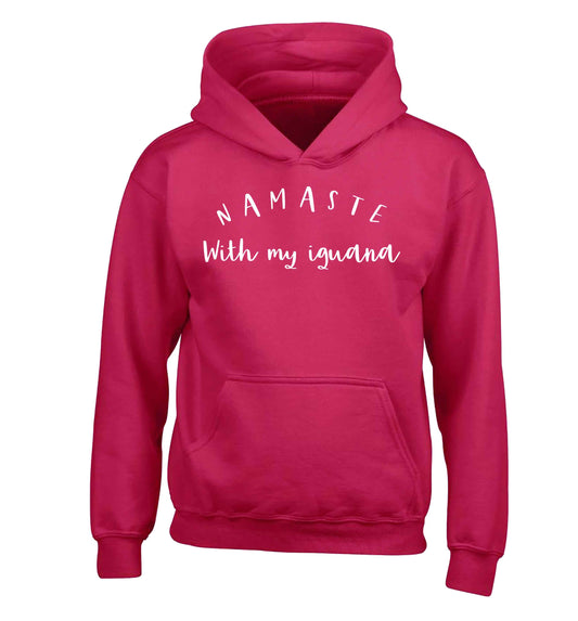 Namaste with my iguana children's pink hoodie 12-13 Years