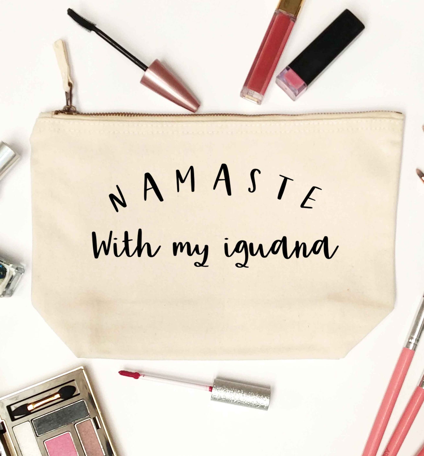 Namaste with my iguana natural makeup bag