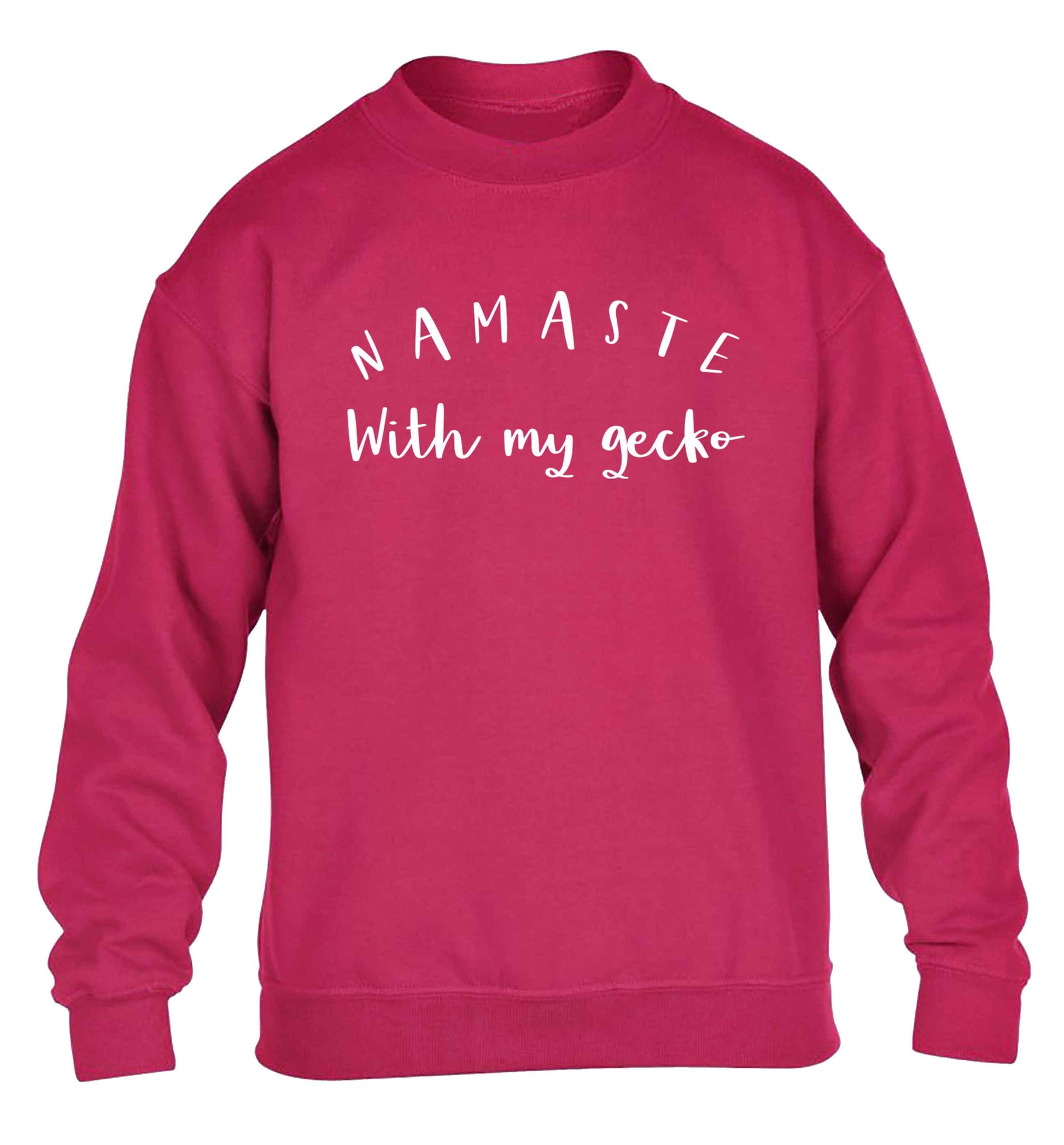 Namaste with my gecko children's pink sweater 12-13 Years