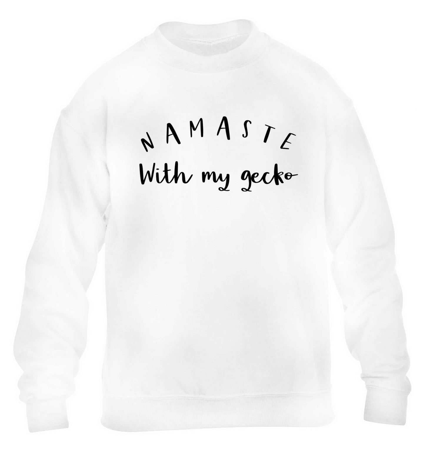Namaste with my gecko children's white sweater 12-13 Years