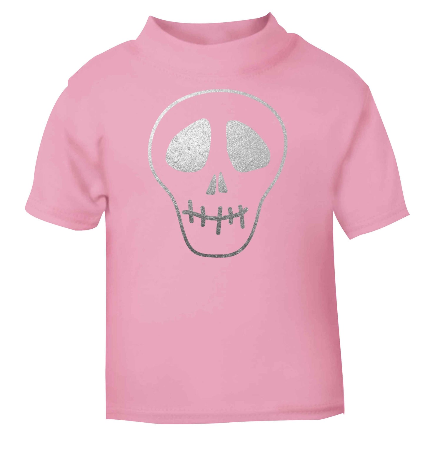 Metallic silver skull light pink baby toddler Tshirt 2 Years