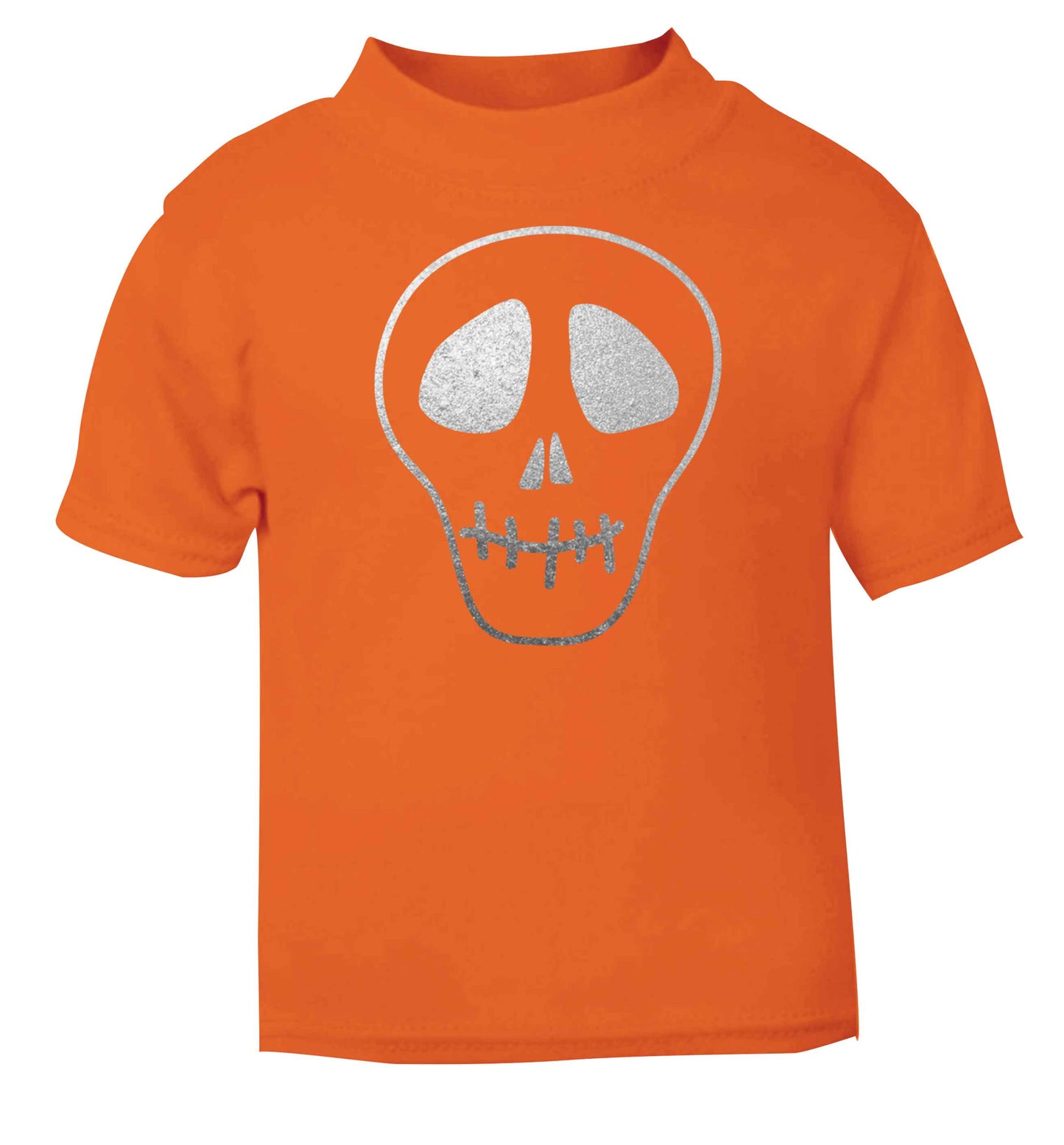 Metallic silver skull orange baby toddler Tshirt 2 Years
