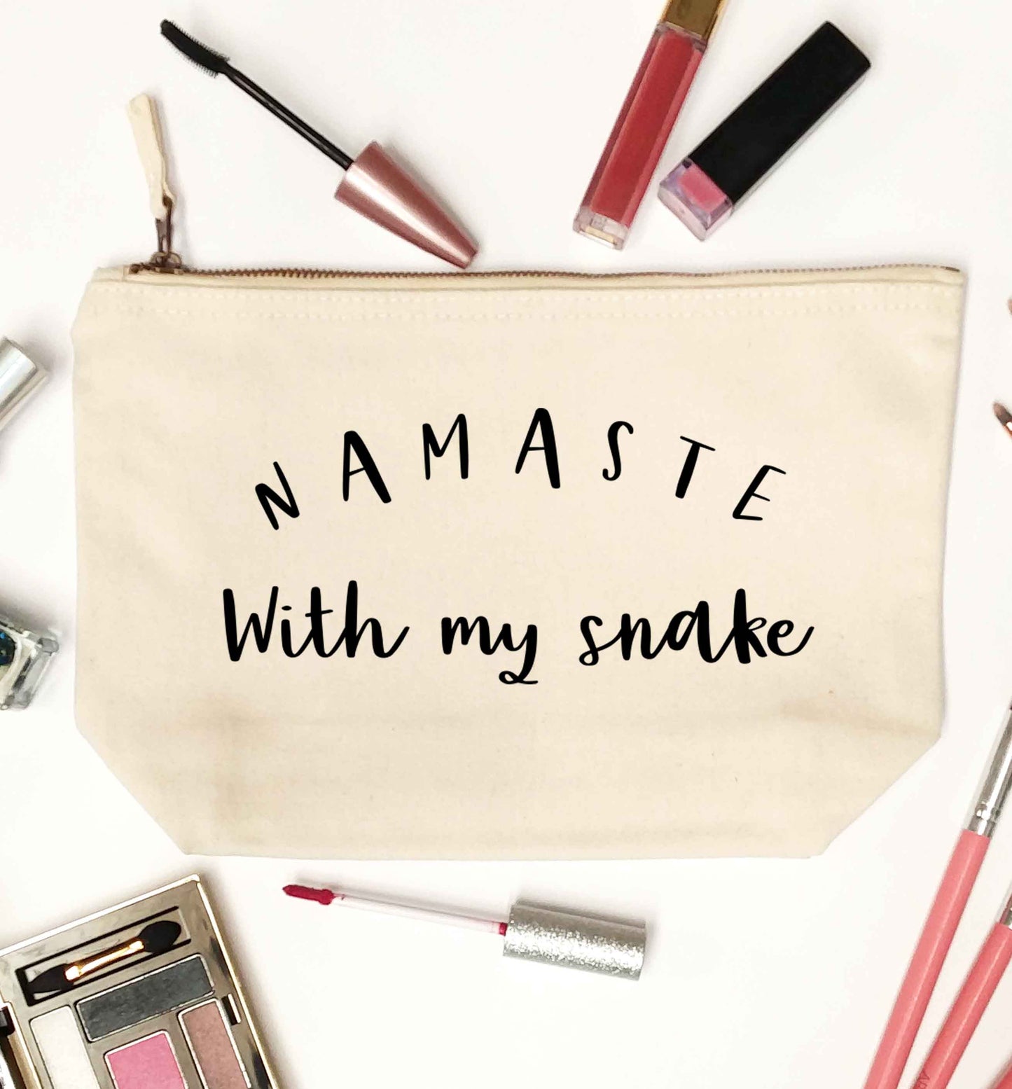 Namaste with my snake natural makeup bag