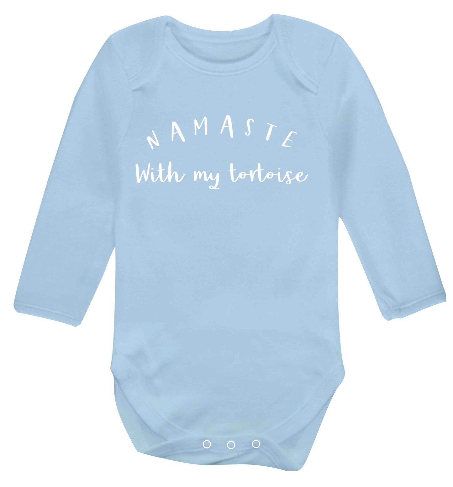Namaste with my tortoise Baby Vest long sleeved pale blue 6-12 months