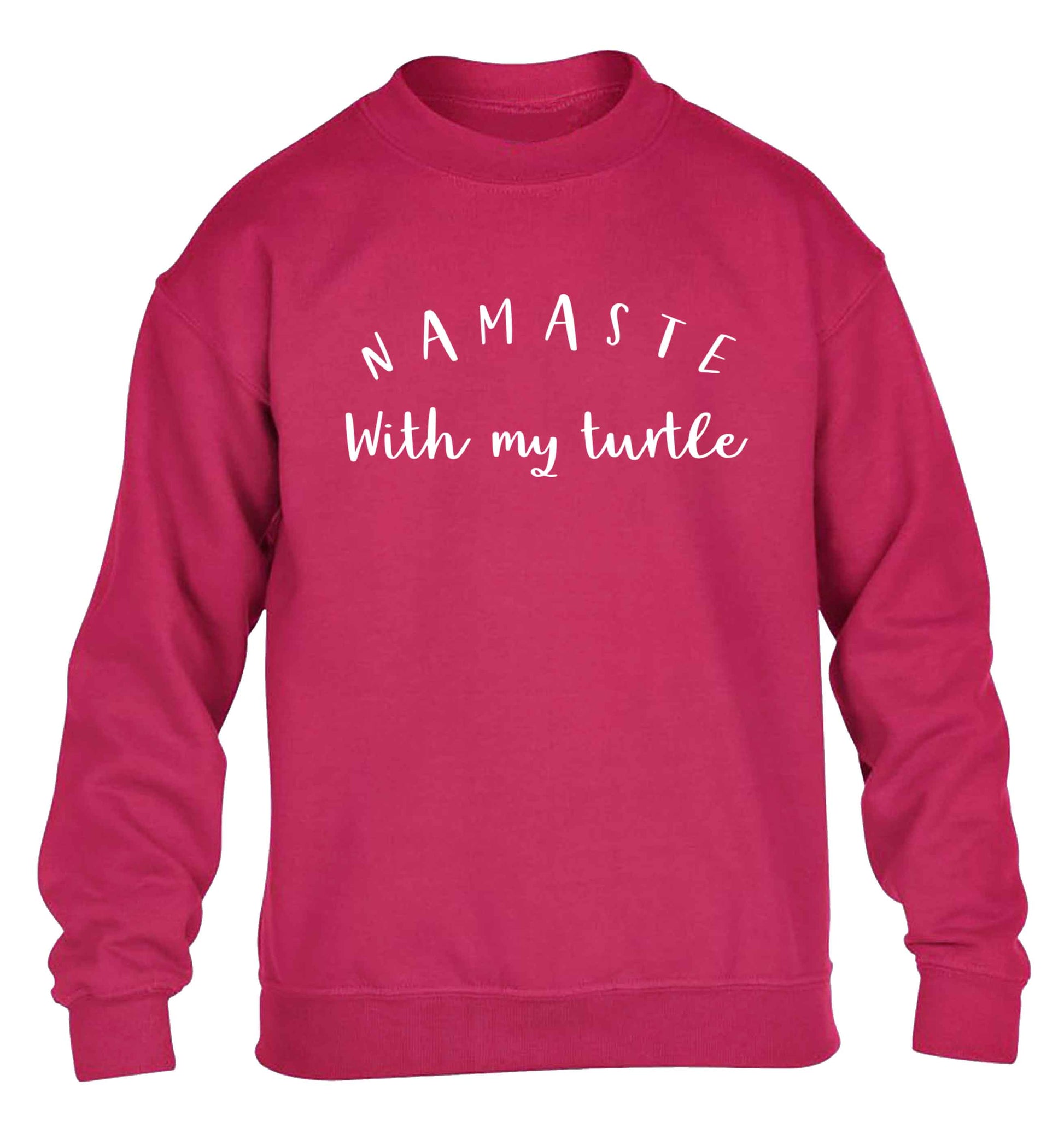 Namaste with my turtle children's pink sweater 12-13 Years