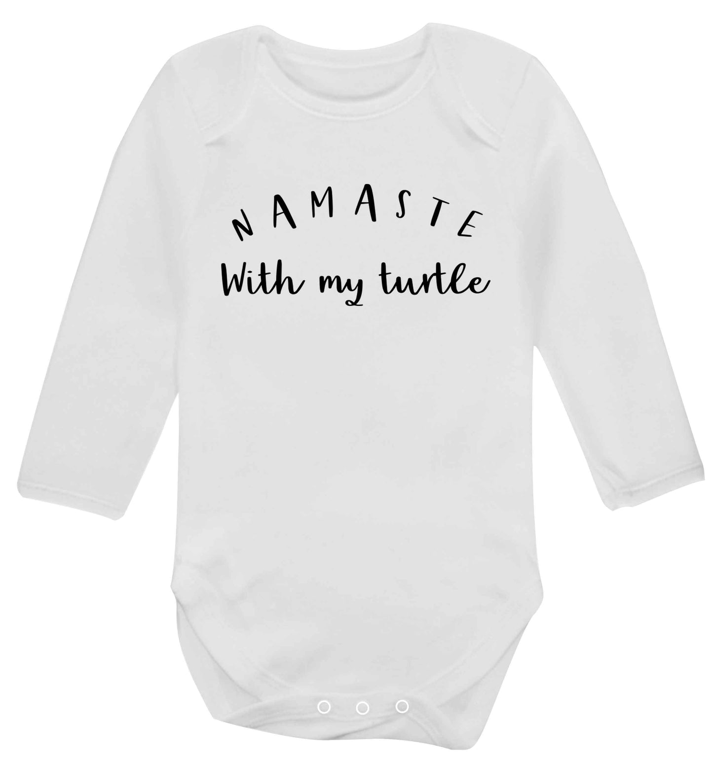 Namaste with my turtle Baby Vest long sleeved white 6-12 months