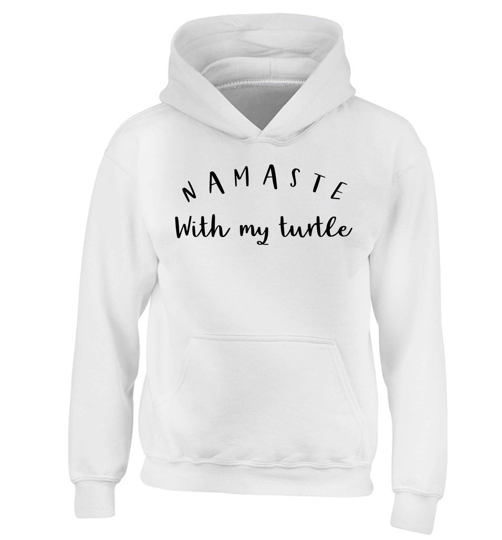 Namaste with my turtle children's white hoodie 12-13 Years
