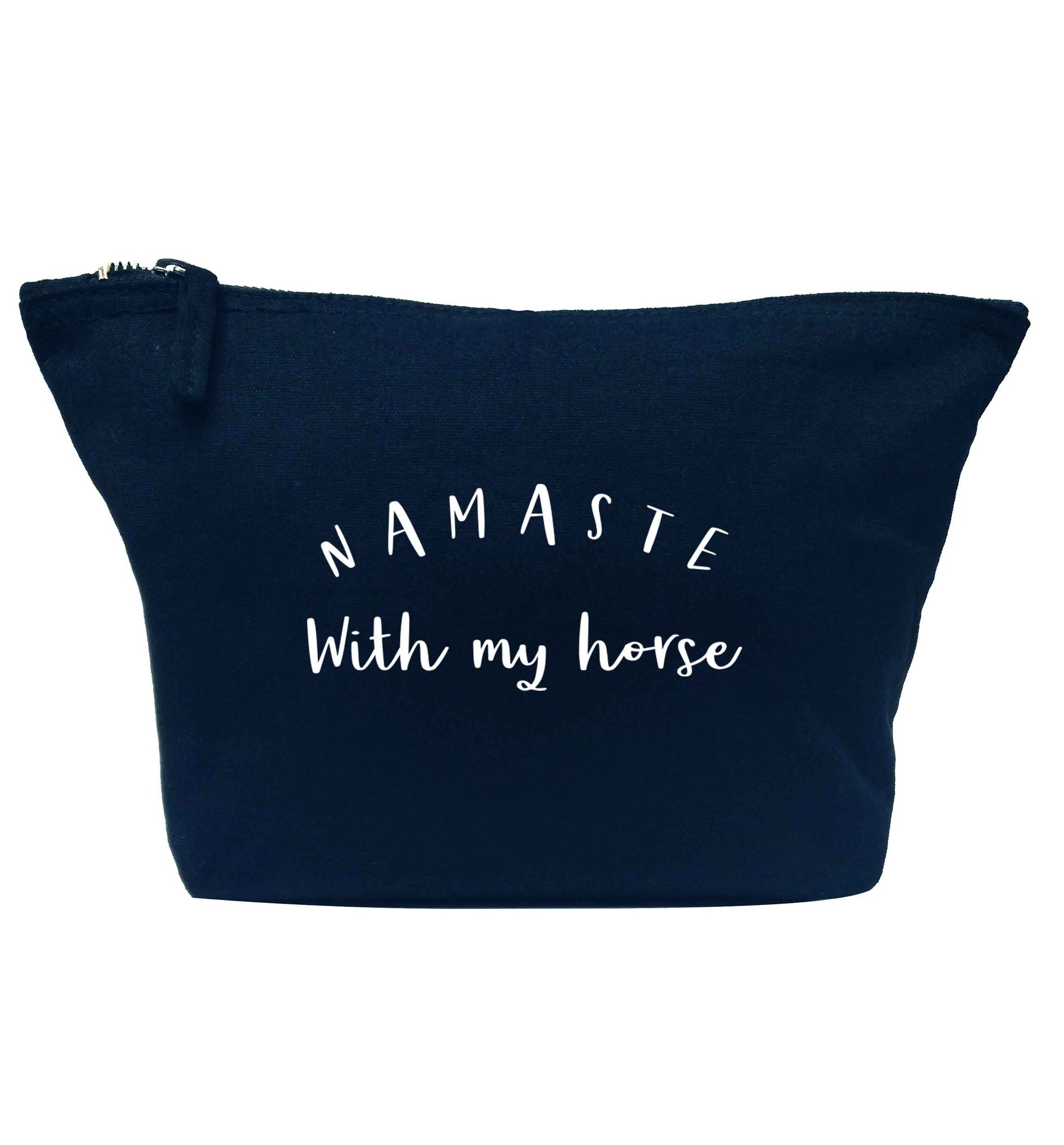 Namaste with my horse navy makeup bag