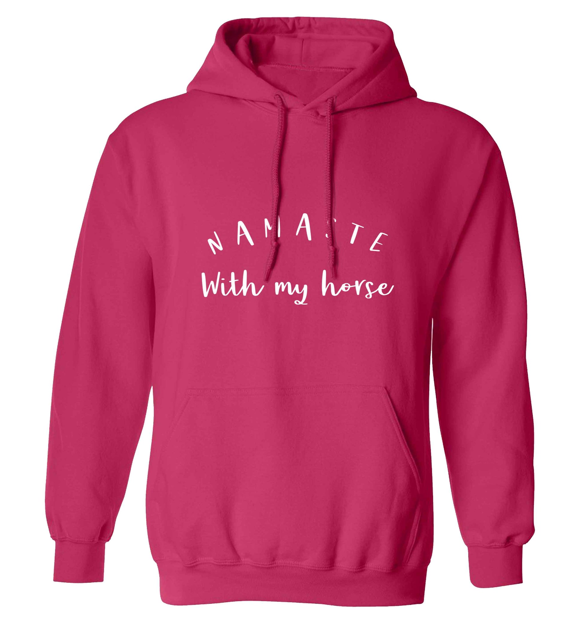 Namaste with my horse adults unisex pink hoodie 2XL
