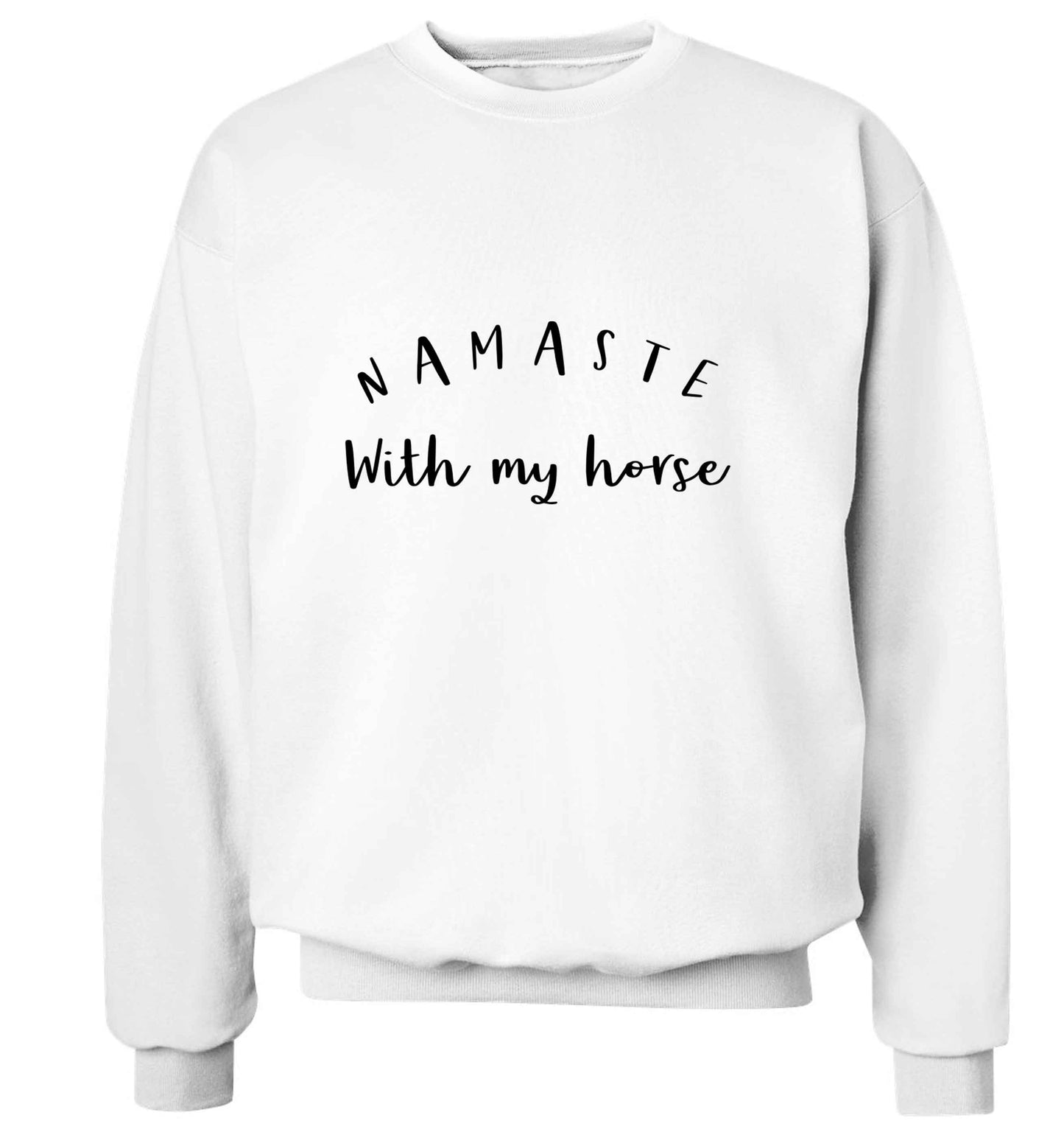 Namaste with my horse adult's unisex white sweater 2XL