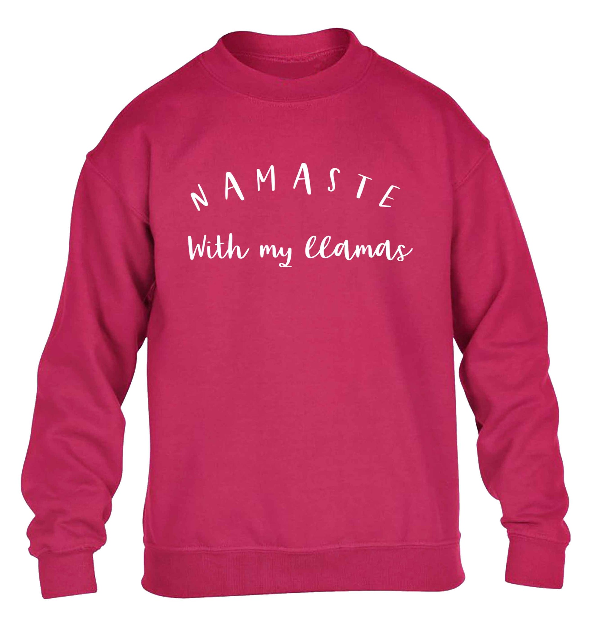 Namaste with my llamas children's pink sweater 12-13 Years