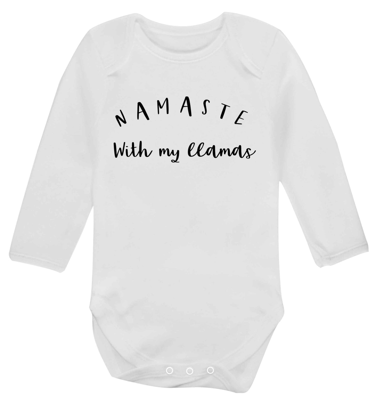 Namaste with my llamas Baby Vest long sleeved white 6-12 months
