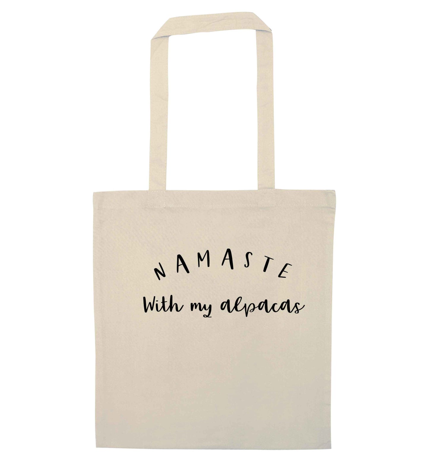 Namaste with my alpacas natural tote bag