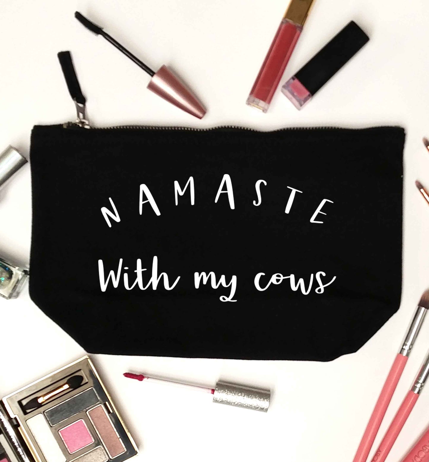 Namaste with my cows black makeup bag