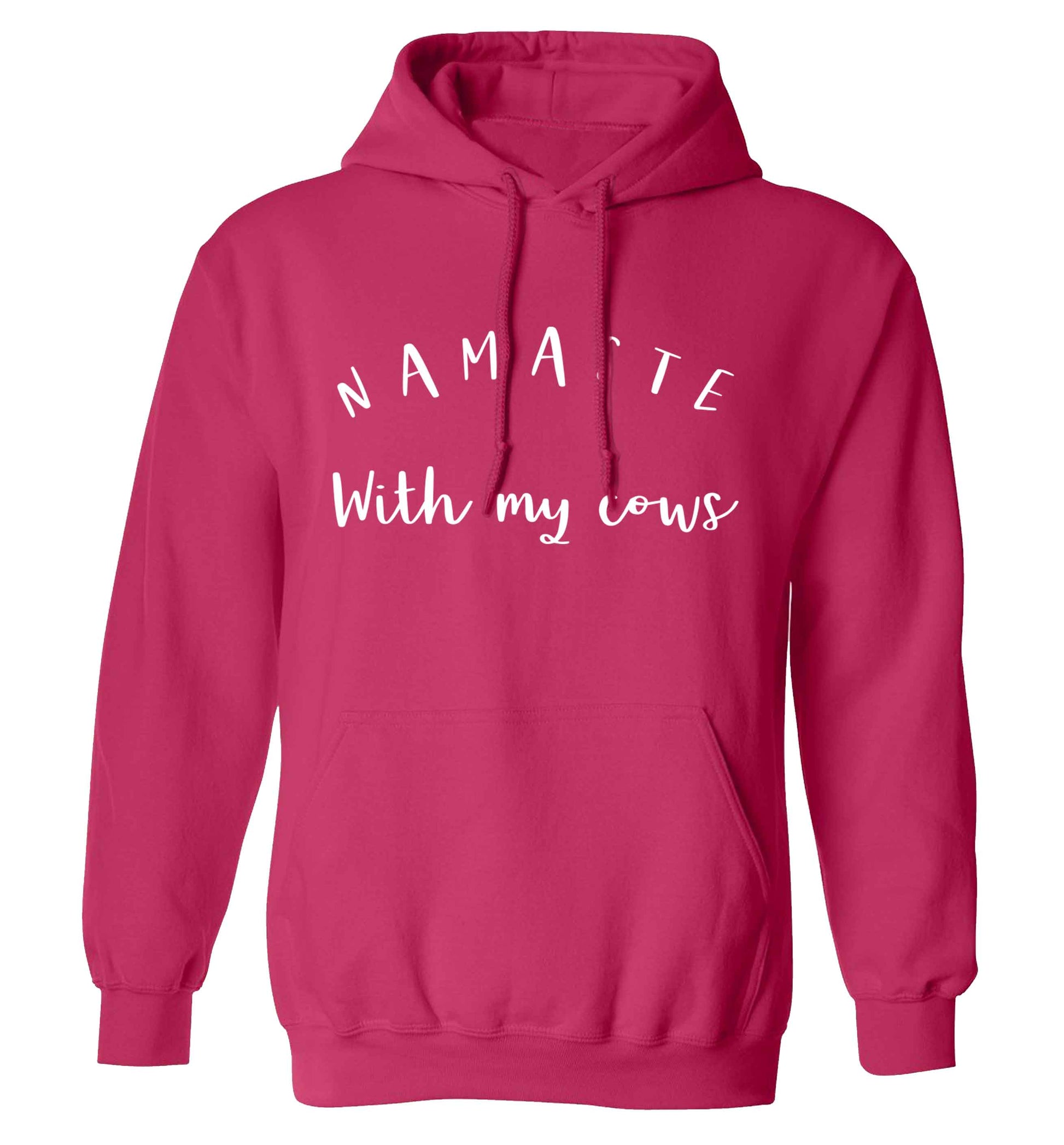 Namaste with my cows adults unisex pink hoodie 2XL