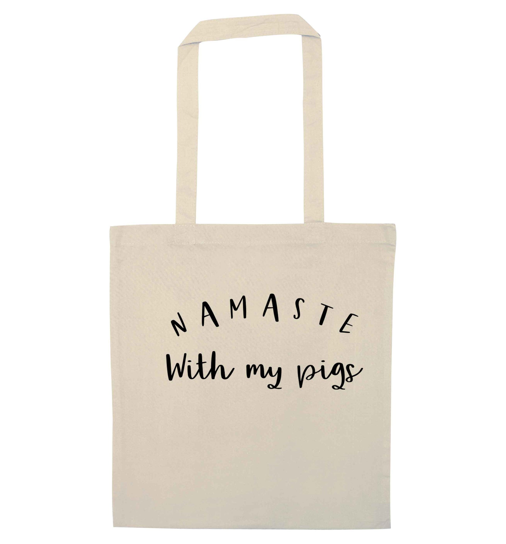 Namaste with my pigs natural tote bag