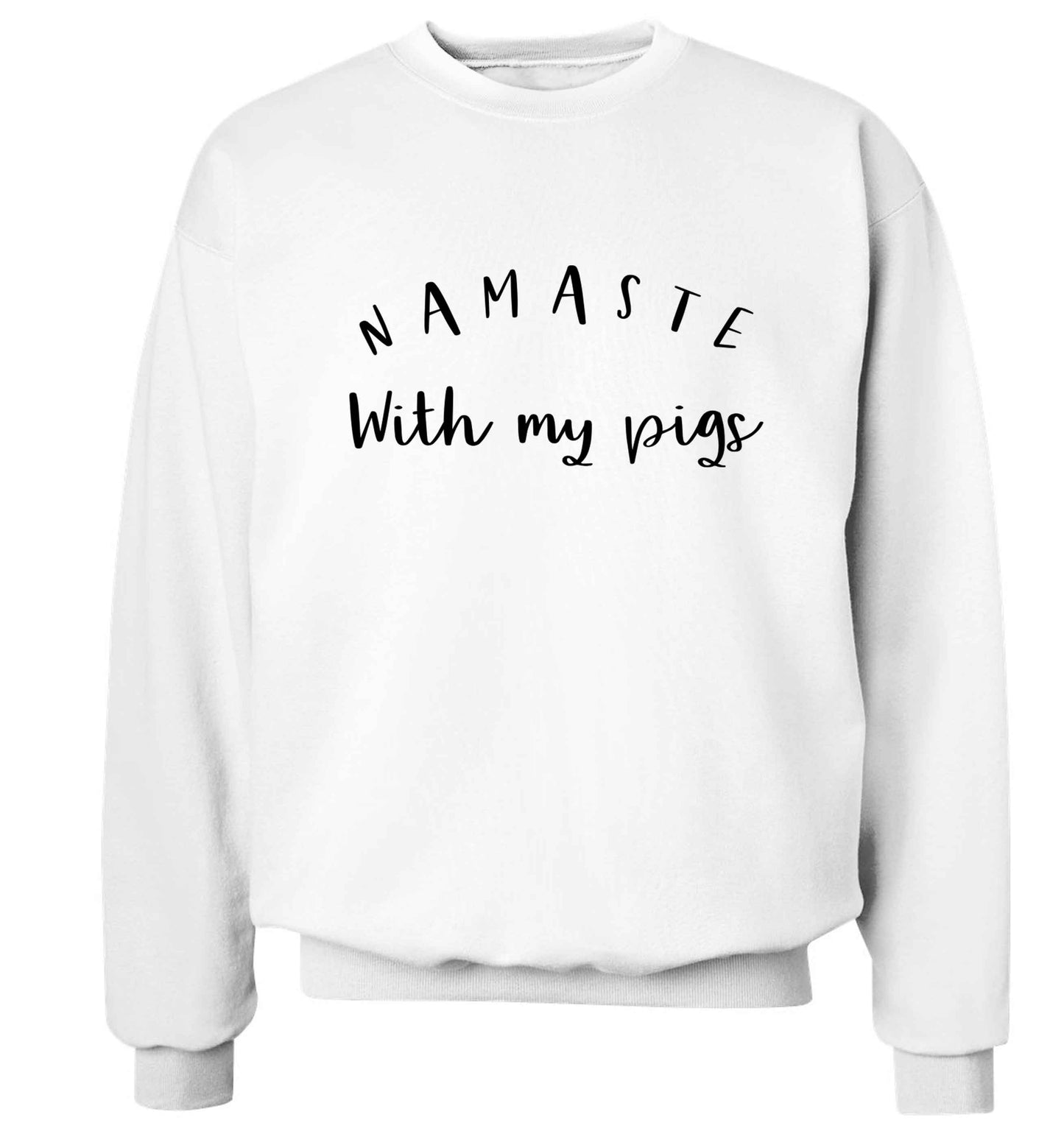 Namaste with my pigs Adult's unisex white Sweater 2XL