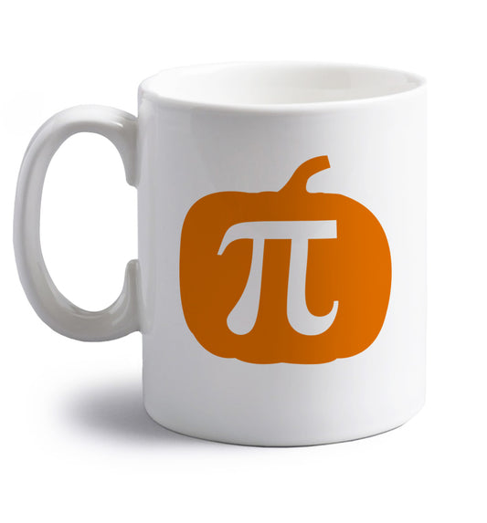 Pumpkin Pi right handed white ceramic mug 